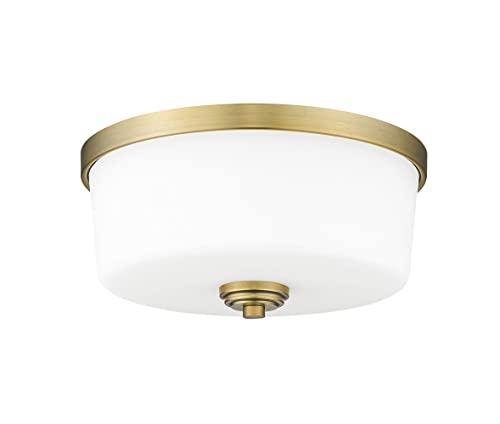 Z-Lite Z-Lite 220F3 Arlington 3 Light Flushmount Ceiling Fixture with Matte Opal Shade, Bronze