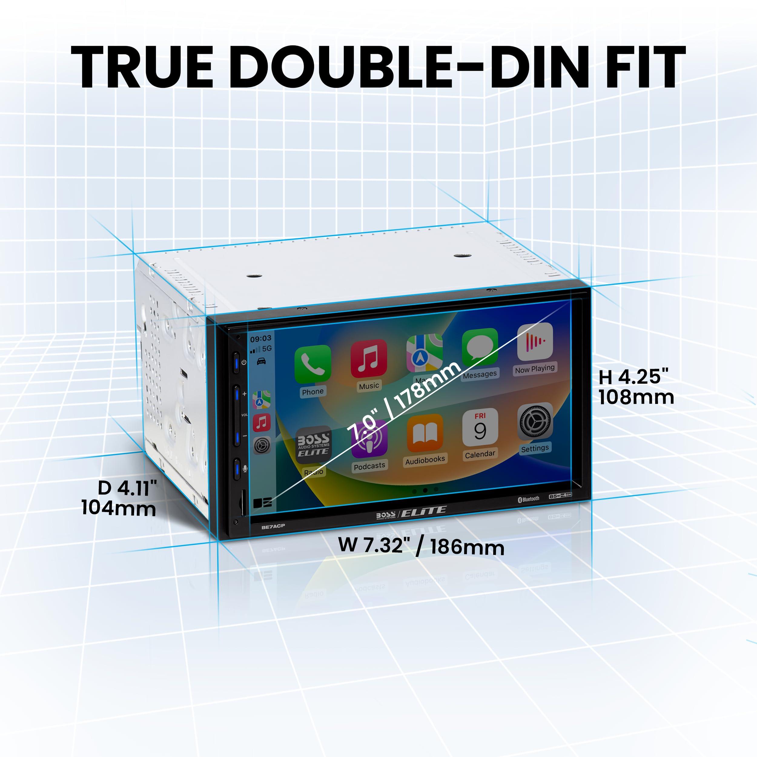 BOSS Audio Systems BOSS Audio Systems Elite BE7ACP-C Car Stereo - 7\" Display, Apple CarPlay & Android Auto Head Unit, Double DIN Touch Screen Car Stereo, Bluetooth, AM/FM Radio Receiver, USB, SD, Backup Camera