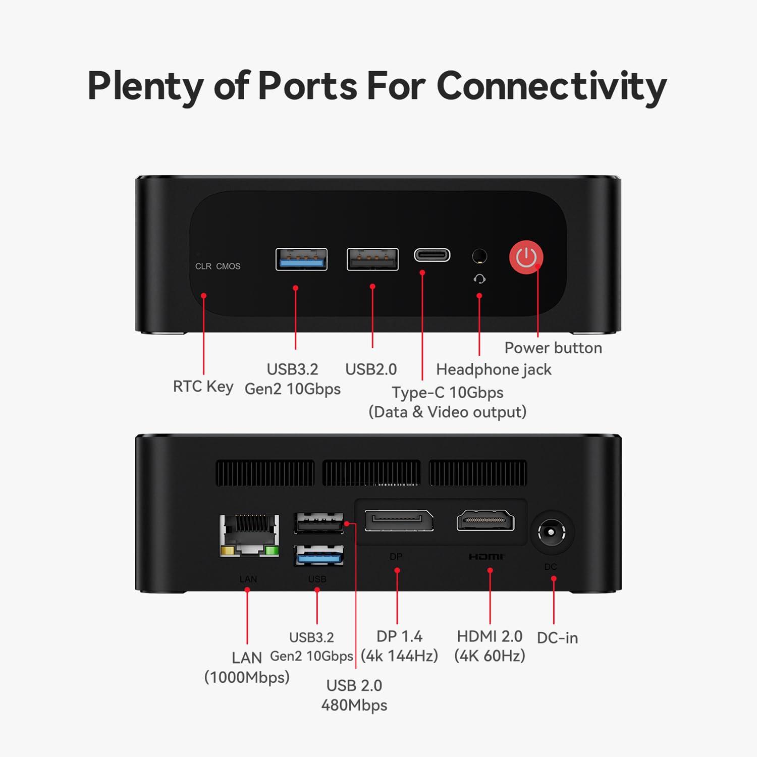 Beelink Beelink Mini PC, AMD Ryzen 7 6800U (8C/16T, up to 4.7GHz), 24GB LPDDR5 500GB PCIe4.0 SSD, SER5 MAX Mini Desktop Computer Support 4K@60Hz Triple Display/DP1.4/HDMI/Type-C/WiFi 6/BT5.2 for Office/Home
