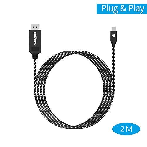 gofanco gofanco 4K 60Hz USB Type C to DisplayPort Cable 6.6ft Braided Adapter Cable - Thunderbolt 3 Compatible UHD 2 Meters, DisplayPort Alternate Mode via USB-C Required (USBCDP-2M)