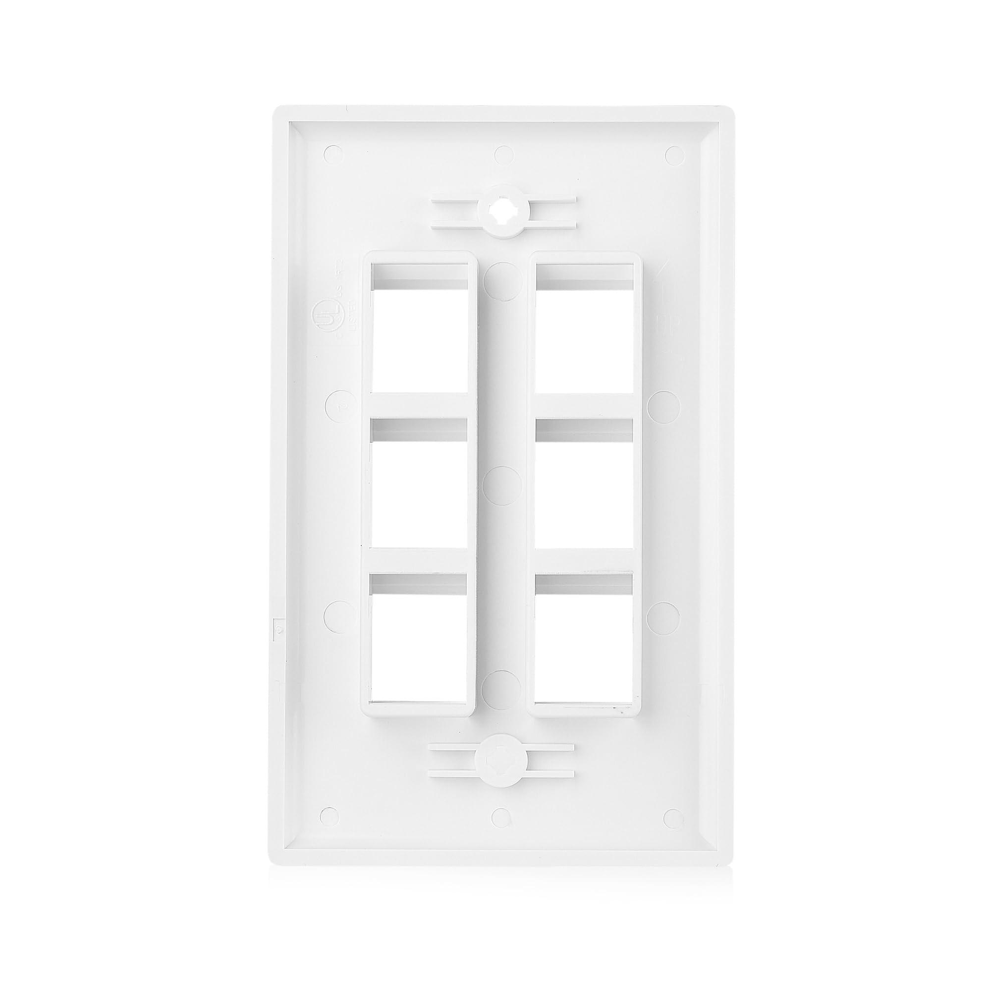 Cable Matters Cable Matters 10-Pack Low Profile 6-Port Keystone Jack Wall Plate, RJ45 Wall Plate for Keystone Jacks in White