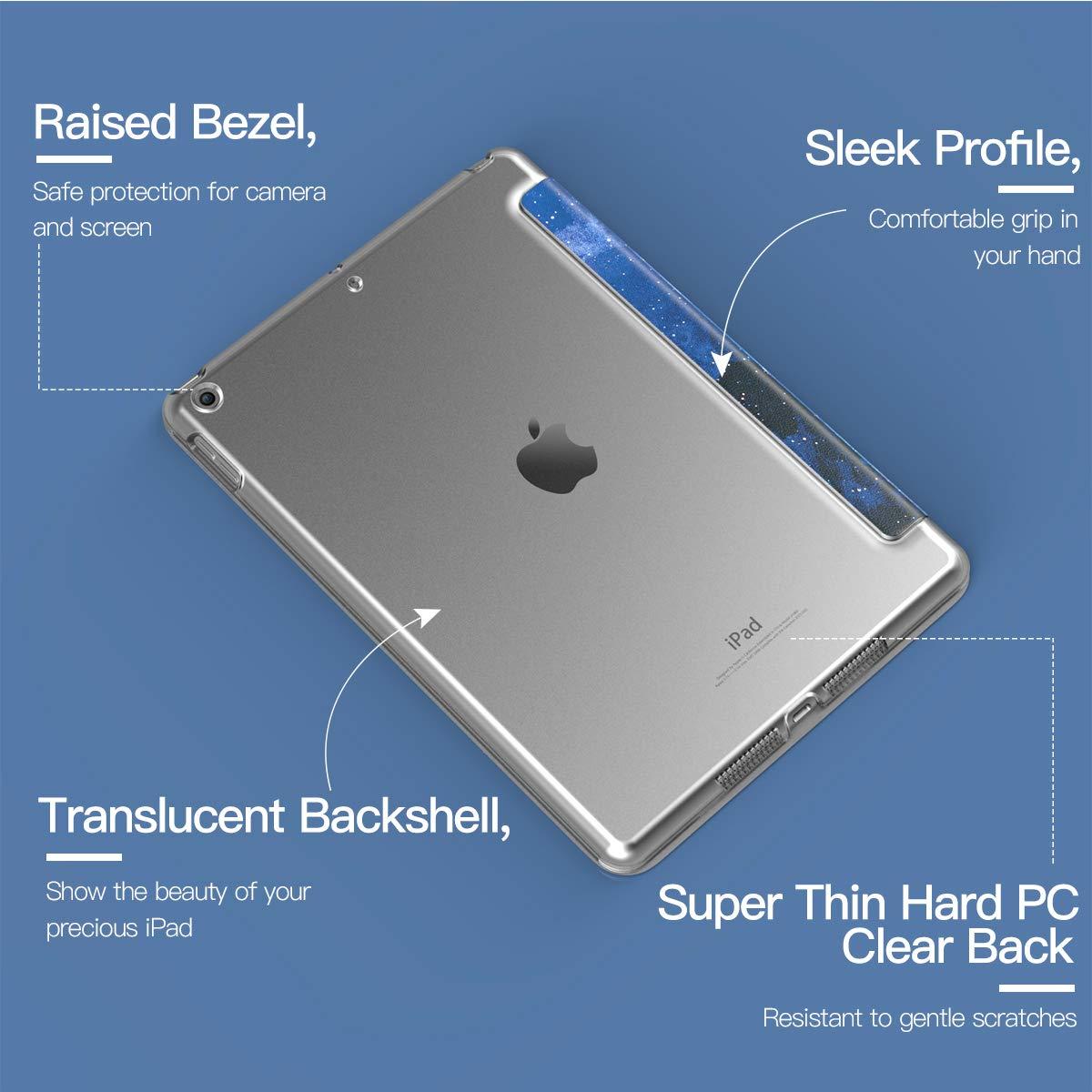TiMOVO TiMOVO for iPad 10.2 Case iPad 9th Generation 2021/ iPad 8th Generation 2020/ iPad 7th Generation 2019 Case,Slim Translucent Hard PC Protective Smart Cover with Stand for iPad 10.2 Inch, Blue Sky Star