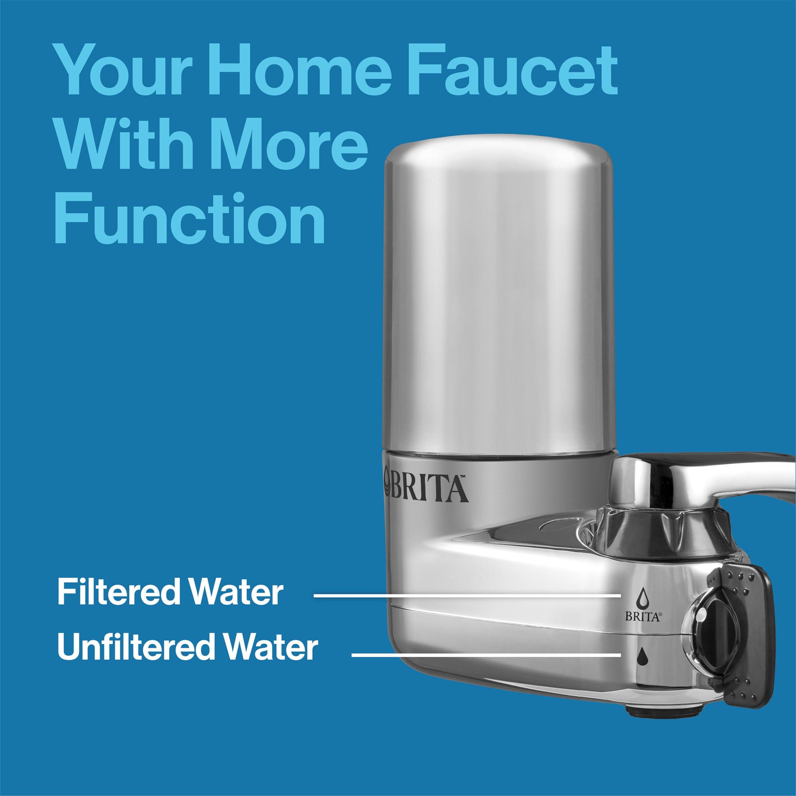 Brita Brita Faucet Mount Water Filter for Sink, Removes 99% of Lead, Elite Filtration System, Includes 1 Replacement Filter, Chrome