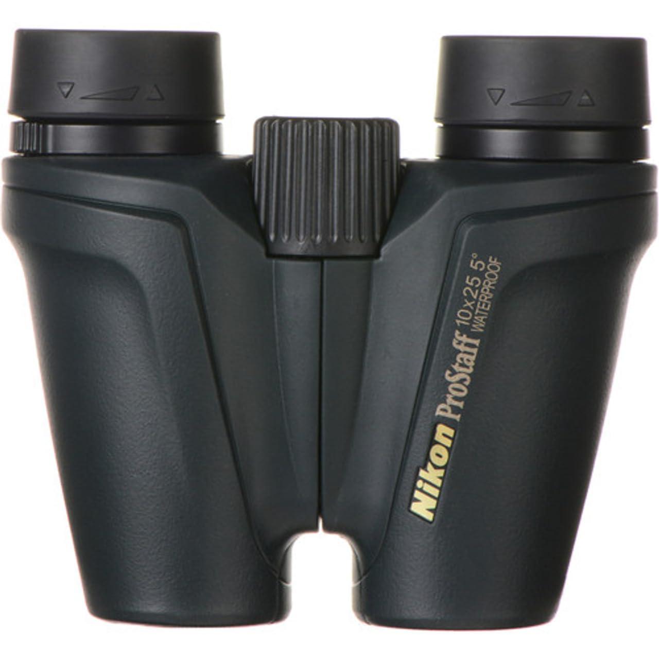 Nikon Nikon PROSTAFF 10x25 (7485) Black Binoculars Bundle with Lens Pen and Cleaning Cloth, Compact Binoculars for Adults for Hunting, Bird Watching, and Hiking Essentials, Waterproof All-Terrain
