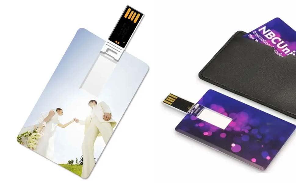 FEWINA Card Shape Custom USB Flash Drive 32GB 25 Pack Customized Thumb Drive Credit Card Shape Customizable USB Drive Logo Print FEWINA Branding with Personalized USB Stick