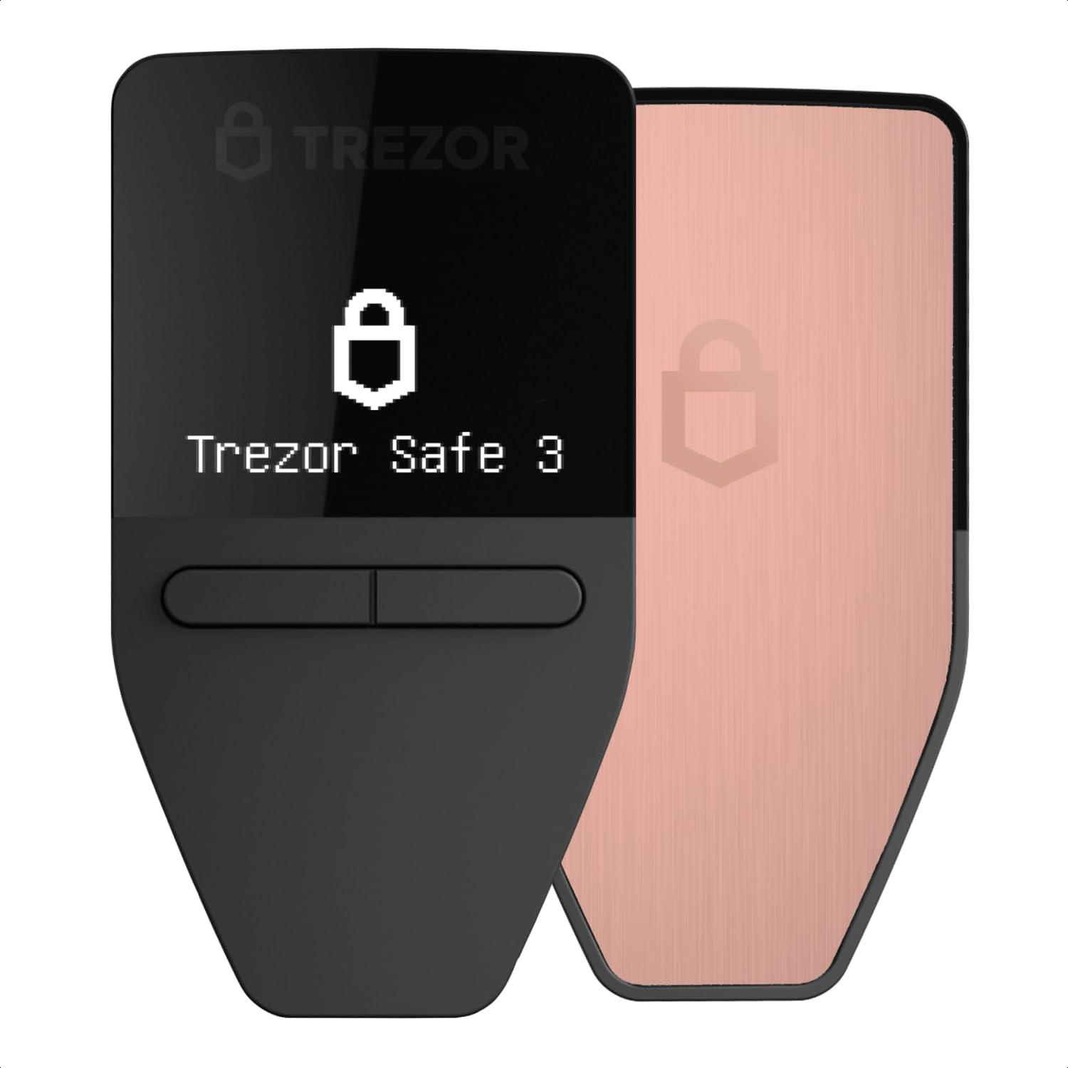 Trezor Trezor Safe 3 - Passphrase & Secure Element Protected Crypto Hardware Wallet - Buy, Store, Manage Digital Assets Simply and Safely (Galactic Rose)