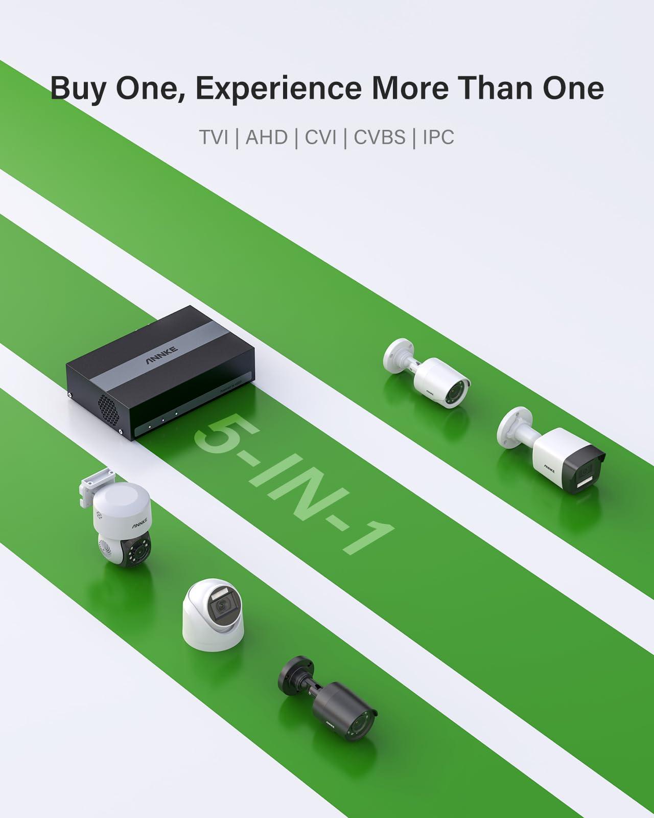 ANNKE ANNKE 8 Channel 3K Lite Security Digital Video Recorder with 1TB Hard Drive, H.265+ Hybrid 5-in-1 Surveillance DVR, Human & Vehicle Detection, Supports 8CH Analog and 2 IP Cameras for 24/7 Home CCTV