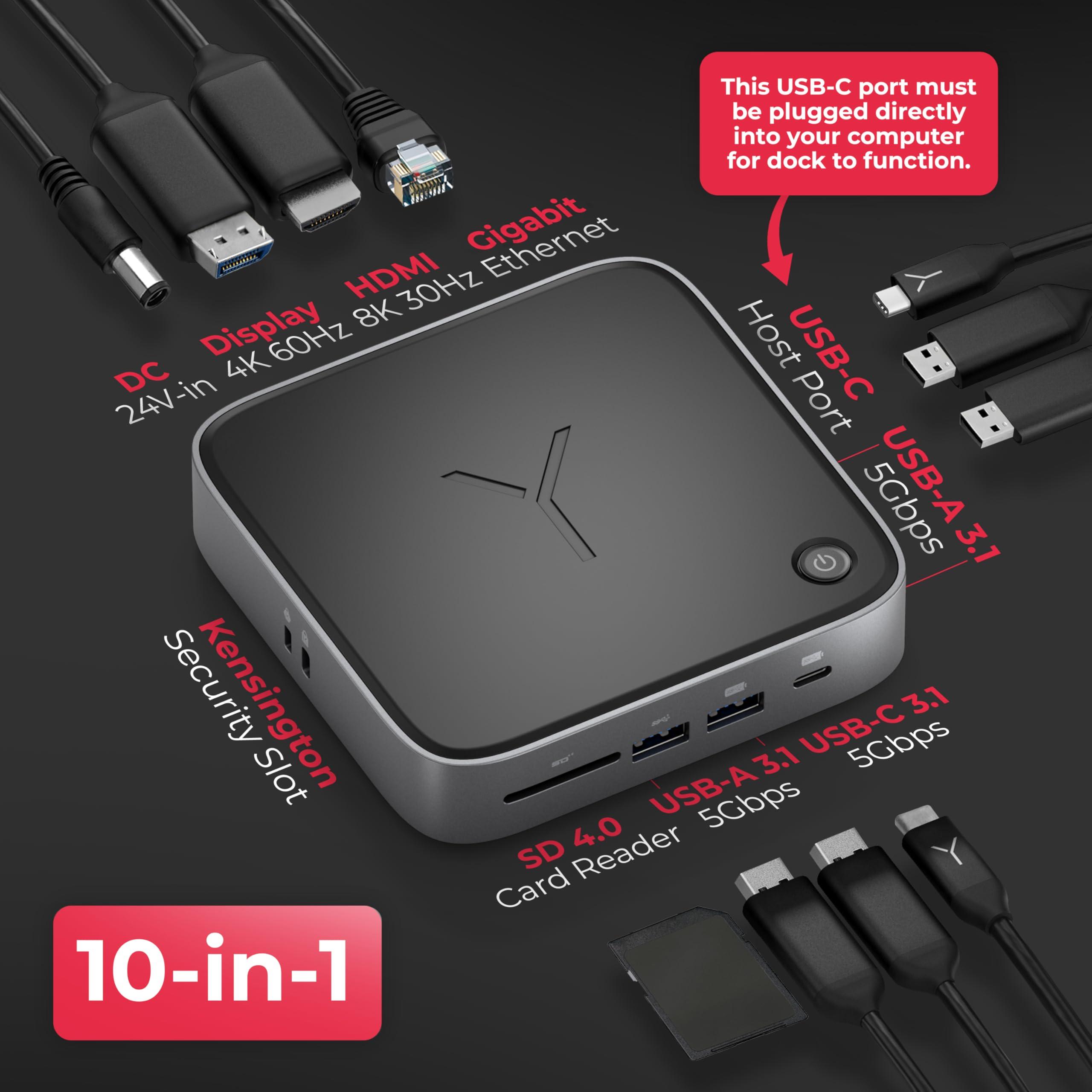 Brydge Brydge Stone CORE Powered Charging Docking Station 10 Ports, 100W PD, Dual Monitor Docking Station, 4K60Hz, 8K HDMI, SD 4.0, USB-A & USB-C, Ethernet Windows & MacOS Compatible Laptop