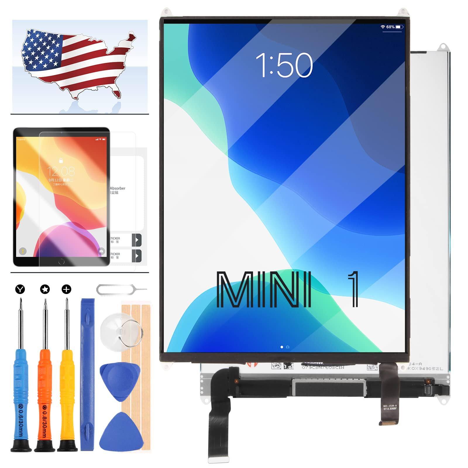 A-MIND Replacement LCD Display Screen for iPad Mini 1 7.9" A1432 A1455 A1454 LCD Display Screen Panel Repair Parts Kits,Including Tempered Glass with Free Tools(LCD Only)