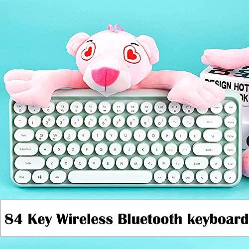 FELICON FELICON Wireless Bluetooth Keyboard Mini Portable 84-Key Keyboard Compatible with Android, Windows, PC, Tablet-Dark, Perfer for Home and Office Keyboards (308i-green)