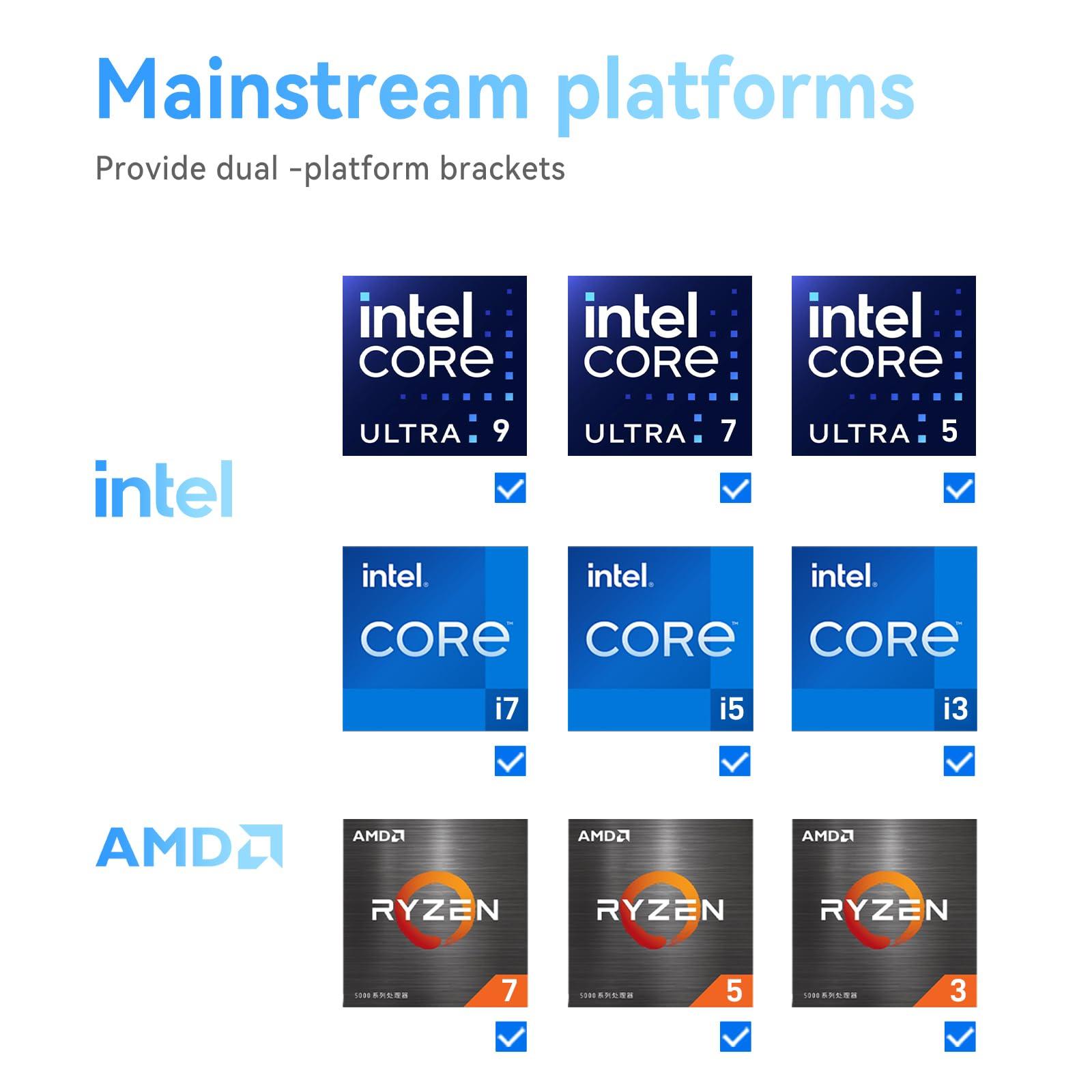 ALSEYE ALSEYE W700 Pro CPU Cooler Dual-Tower 290W TDP PWM 7 Heat Pipes Copper Bottom Air Cooler ARGB Voice-Activated Synchronized Rhythm Light Cover Koala Fans LGA1700/1200/2011/2066 AM5/AM4 (Black) (White)