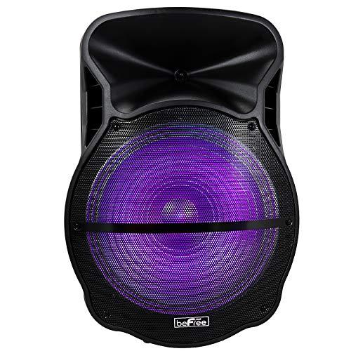 beFree Sound beFree Sound 18 Inch Bluetooth Portable Rechargeable Party Speaker with Sound Reactive LED Party Lights, USB/SD, Microphone/Guitar Inputs and FM Radio