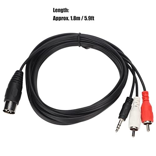 Septpenta DIN to 3.5mm 2 RCA Cable, DIN 8 Pin Plug, 5.9Ft Length Male to Male Big DIN Sound Adapter Cord, Flexible, Bendable for Audio Equipment, Players, Amplifiers, Receivers, Subwoofers