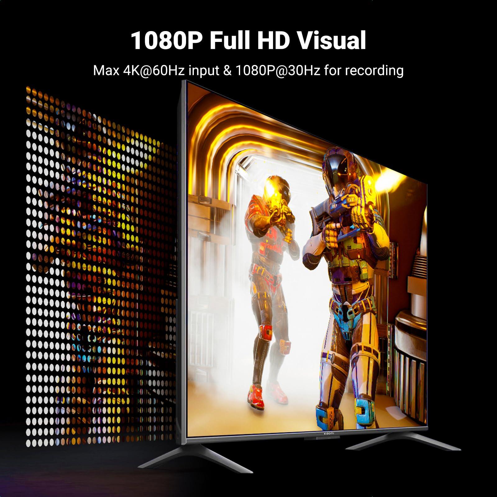 UGREEN UGREEN Full HD 1080P Video Capture Card 4K HDMI to USB-A/USB-C HDMI Capture Card USB 2.0 Capture Video and Audio Recording for Gaming, Streaming, Teaching, Video Conference