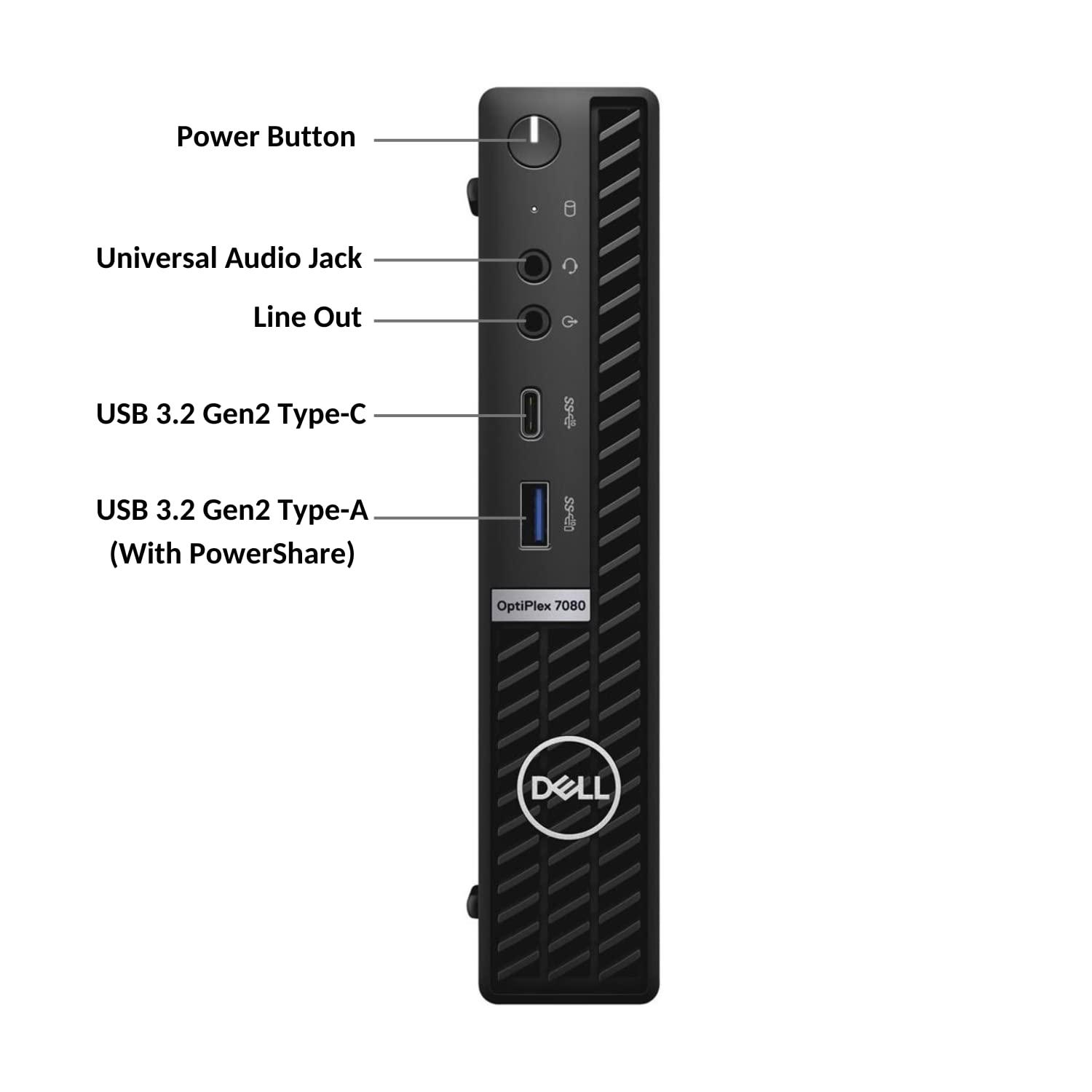 Dell Dell OptiPlex 7080 Micro Form Factor Mini Business Desktop, Intel Core i5-10500T Processor, 64GB RAM, 1TB SSD, RJ45, Type-C, DisplayPort, Wi-Fi 6, Windows 11 Pro (Renewed)