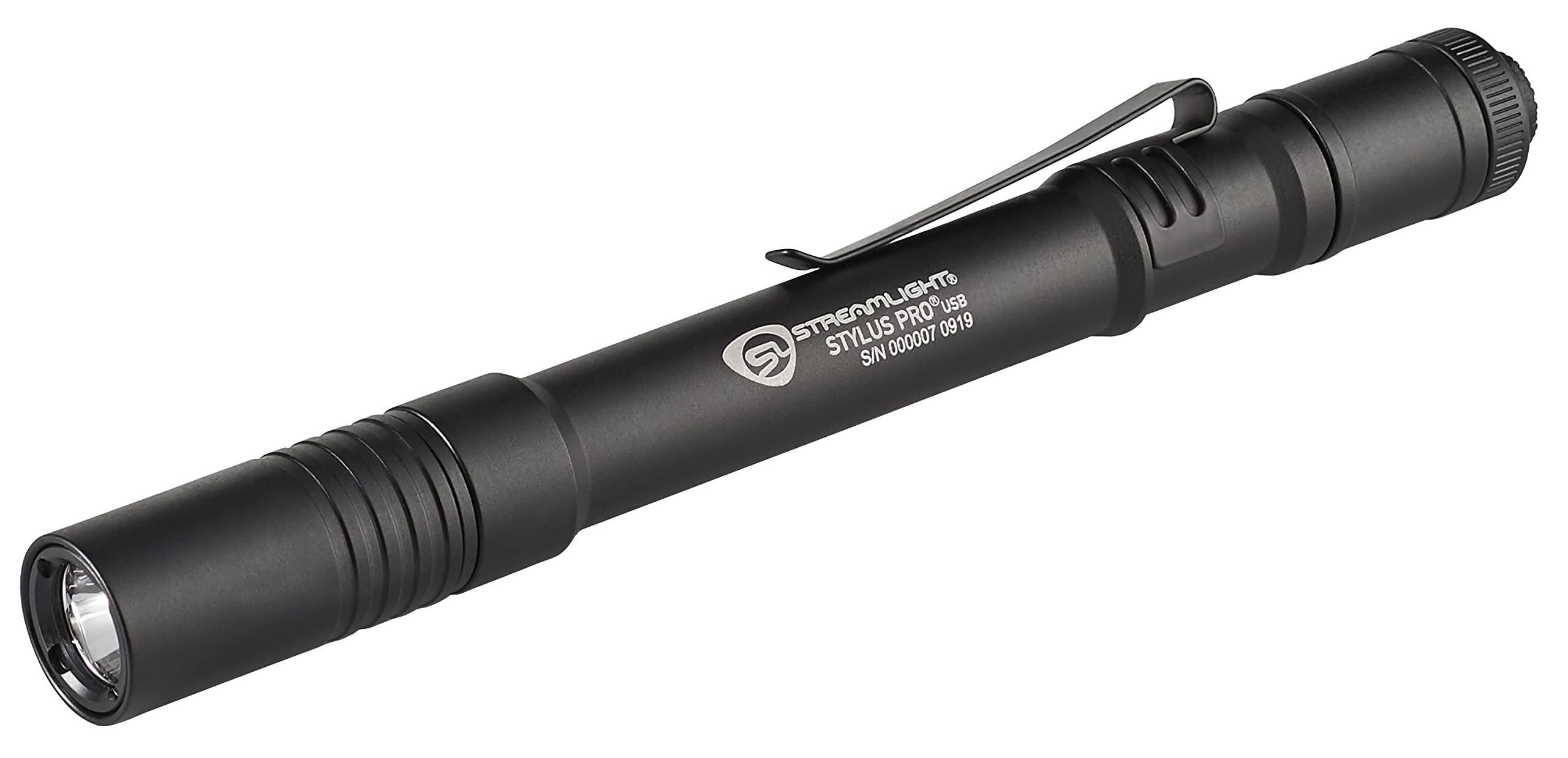 Streamlight Streamlight 66134 Stylus Pro USB 350-Lumen Rechargeable Penlight with USB Cord & Nylon Holster, Black