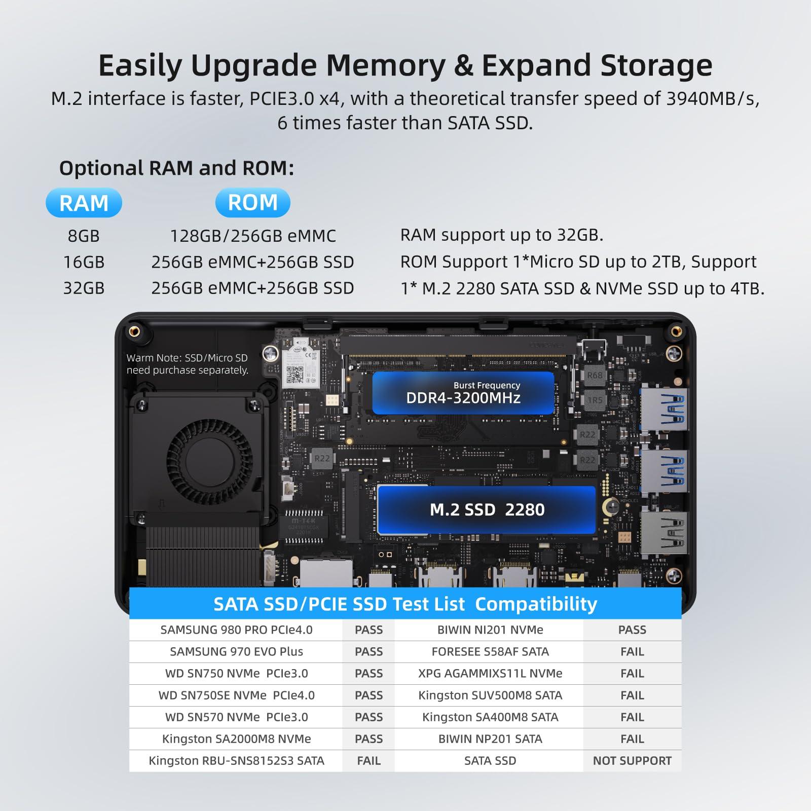 MeLE MeLE Overclock4C Mini PC, 12th Alder Lake-N100(up to 3.4GHz,4C/4T), 16GB DDR4 512GB Micro Desktop Computer, 4K Triple Display, All-in-one USB-C, USB3.2/WiFi/BT/Ethernet on Business Home Office