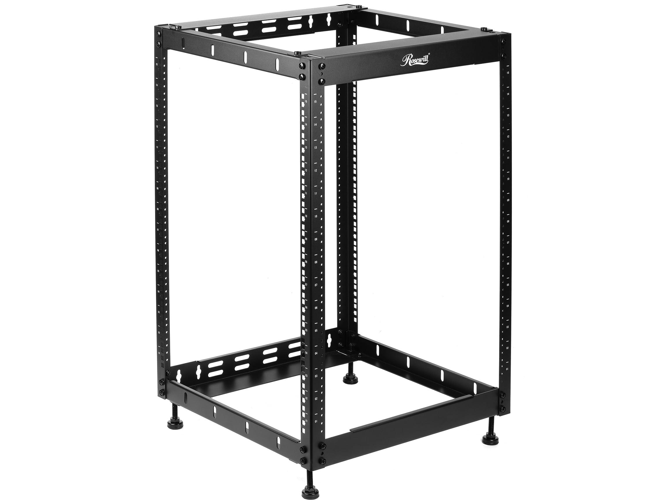 Rosewill Rosewill 15U Open Frame Network Rack for Servers & AV Gear,Server Rack Floor Standing or Wall Mounted, AV Rack for 19" Networking, Servers and Audio 20 inches Depth