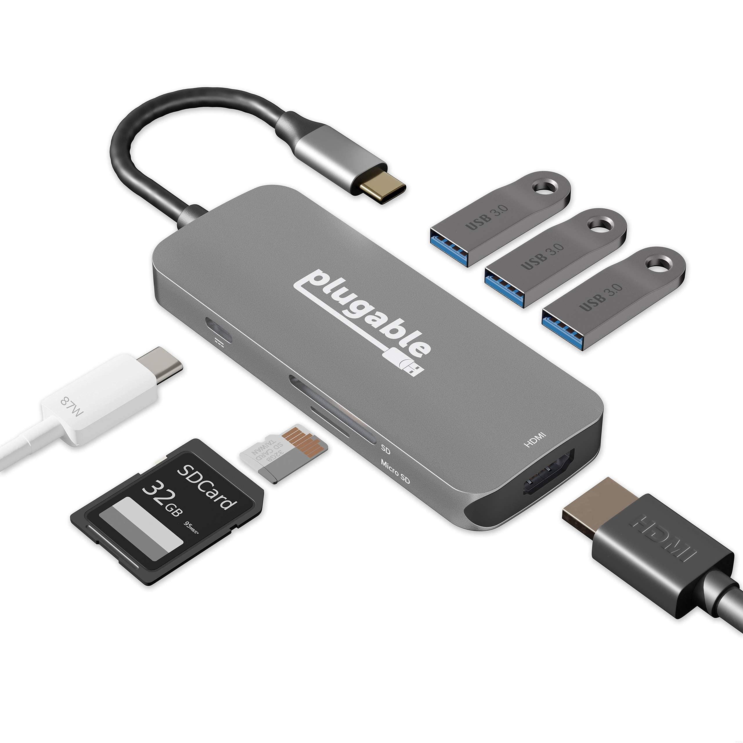 Plugable Plugable USB4 Hub Bundle Includes USB-C to 4K HDMI Adapter and 7-in-1 Multiport Adapter, Single 8K or Dual 4K Display, 60W Charging, Compatible with Thunderbolt 4/3 Macs and Thunderbolt 4 Windows