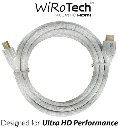 WiRoTech WiRoTech HDMI Cable 4K Ultra HD with Braided Cable, HDMI 2.0 18Gbps, Supports 4K 60Hz, Chroma 4 4 4, Dolby Vision, HDR10, ARC, HDCP2.2 (10 Feet, White)