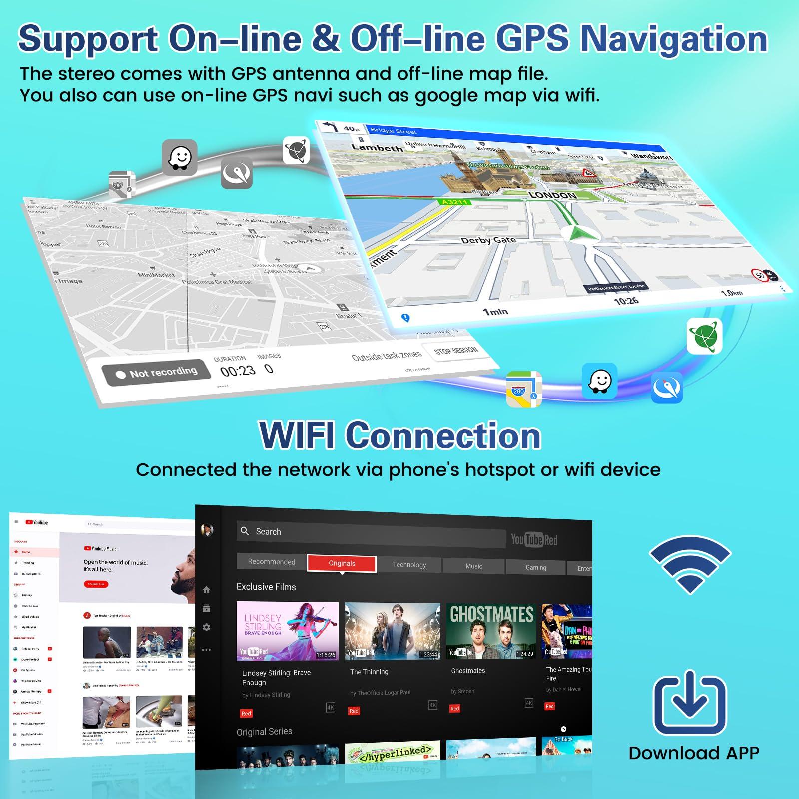 Fuluku 2+64GB for Fiat 500X 2014-2020 Android 15 Car Stereo Wireless Carplay Android Auto, 9'' Touch Screen Car Radio GPS Navigation WiFi Bluetooth EQ FM/RDS Radio SWC Backup Camera