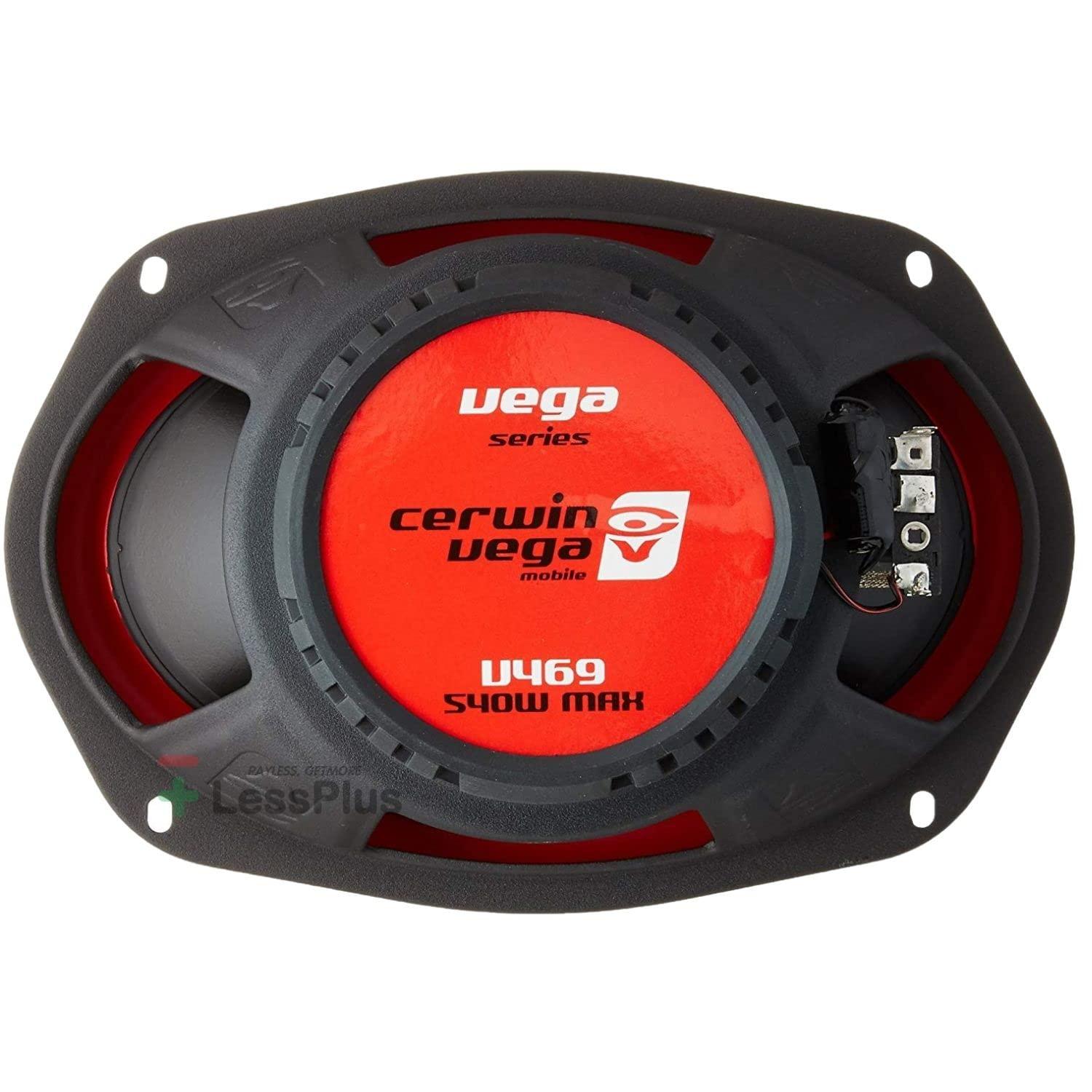 Cerwin-Vega Cerwin Vega 6x9 inch 2-Way Coaxial Car Speakers Vega Series 500 Watts Power 4 Ohm Titanium Dome Tweeters Red Rubber Surround, Premium Car Audio System, 2 Units V469