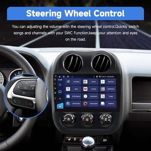 ZBARK Android 13 Touch Screen Car Radio Stereo for Jeep Compass Patriot from 2010 to 2016 Wireless CarPlay Android Auto Bluetooth with GPS Navigation
