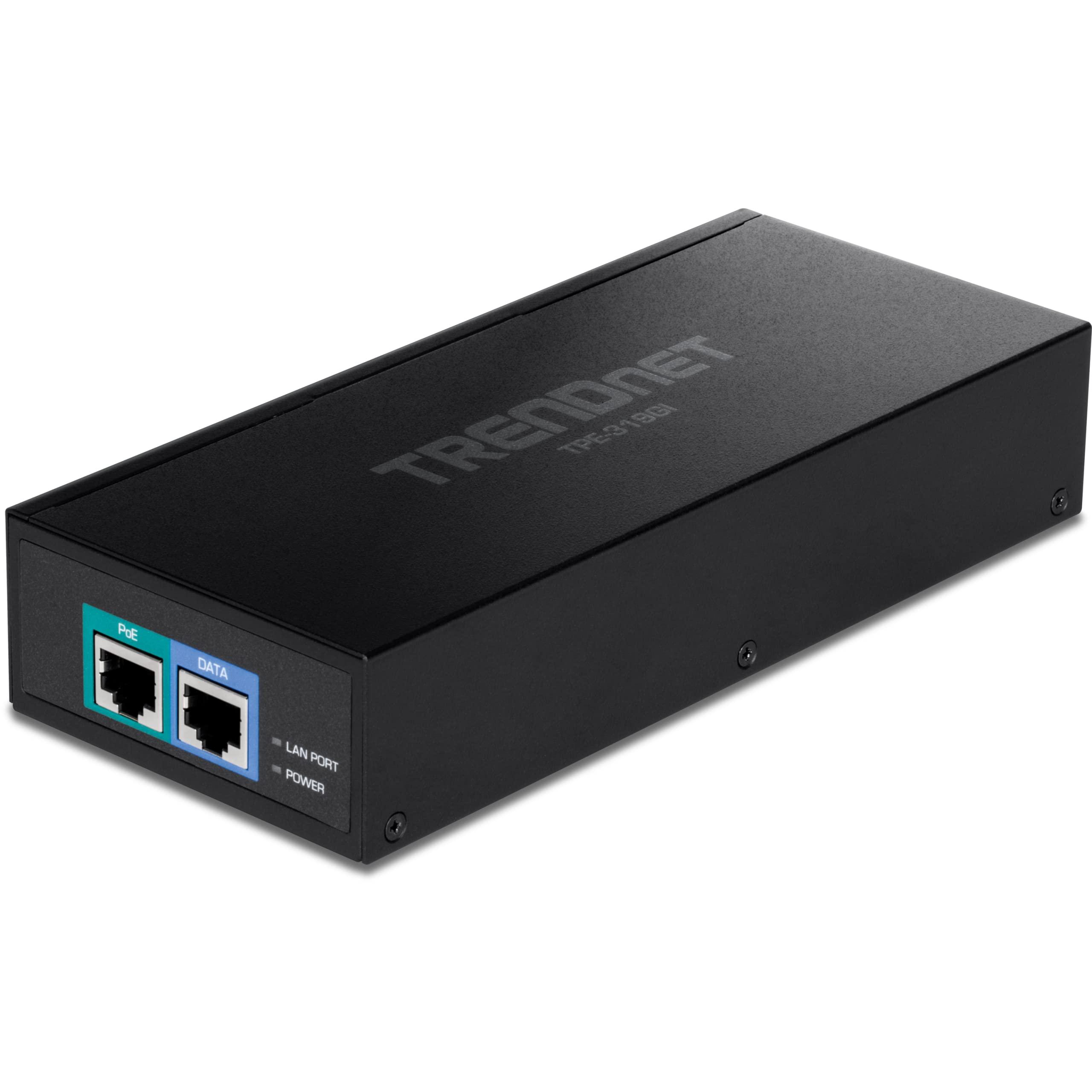 TRENDnet TRENDnet 10G PoE++ Injector, Supplies PoE (15.4W), PoE+ (30W), or PoE++ (90W), Converts a Non-PoE Port to A PoE ++ 10G Port, Metal Housing, Black, TPE-319GI