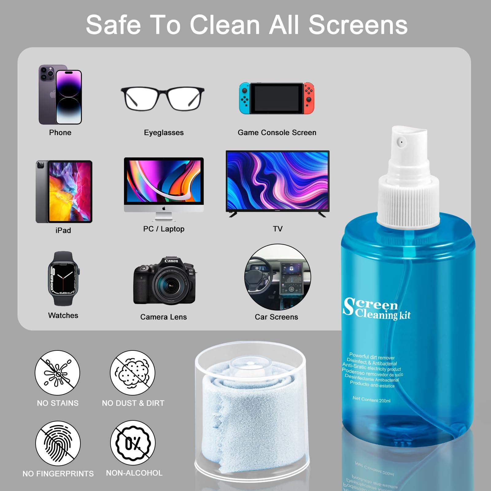 walrfid Screen Cleaner Spray and Wipe, walrfid iPad Cleaning Kit for Electronic Cell Phone, iPad, iPhone, Computer, MacBook Pro, Tablet, Monitor, LCD LED TV Flat Screen, Microfiber Cloth