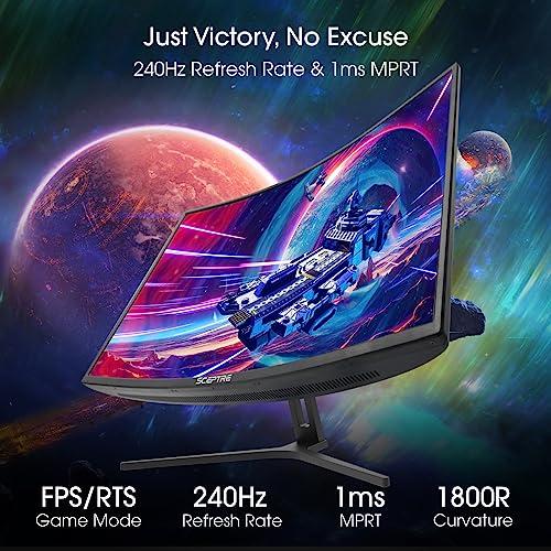 Sceptre Sceptre 32-inch Curved Gaming Monitor Overdrive up to 240Hz DisplayPort 165Hz 144Hz HDMI AMD FreeSync Build-in Speakers, Machine Black (C325B-185RD)