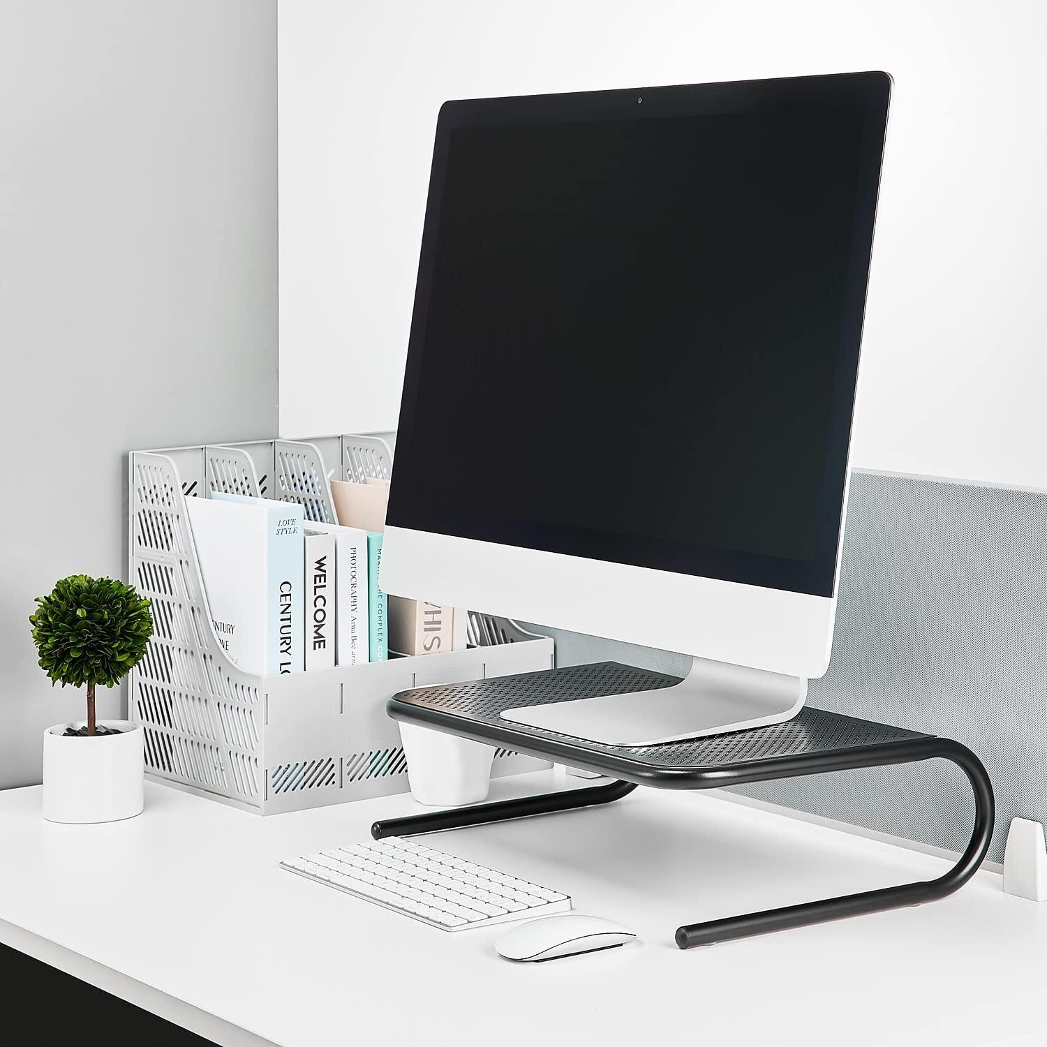 STAPLES STAPLES Large Monitor Riser, for up to 46-inch Monitor, Black, 2/Pack (ST20136-CCVS)