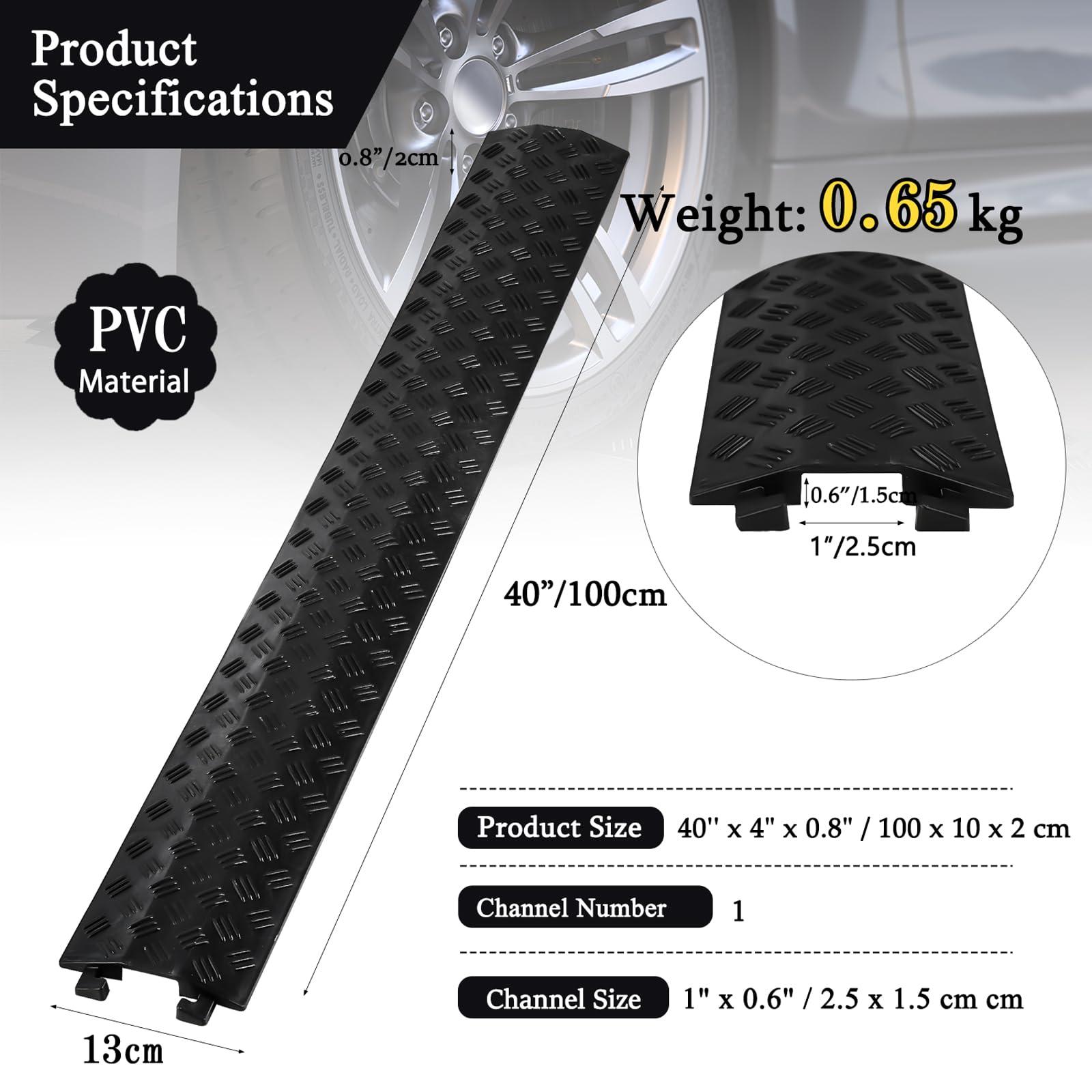 NEWTRY NEWTRY Speed Bump for Road PVC 3.3ft/40, 2kg/4.4lb Traffic Speed Hump Cable Protector Ramps for Garage Indoor Entrance Outdoor (Black)