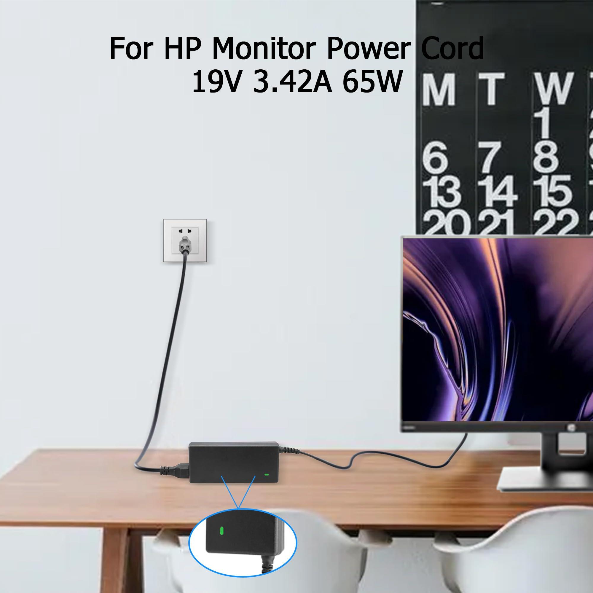 FNKTQL 19V AC Power Cord for HP Monitor 20" 21.5" 23" 23.8" 25" 27", Replacement for 27f 24f 22cwa 24m 23er 23es 27eb 32f vh240a 24ea 27 25vx 27es ADPC1945 IPS LED HD Monitor Adapter