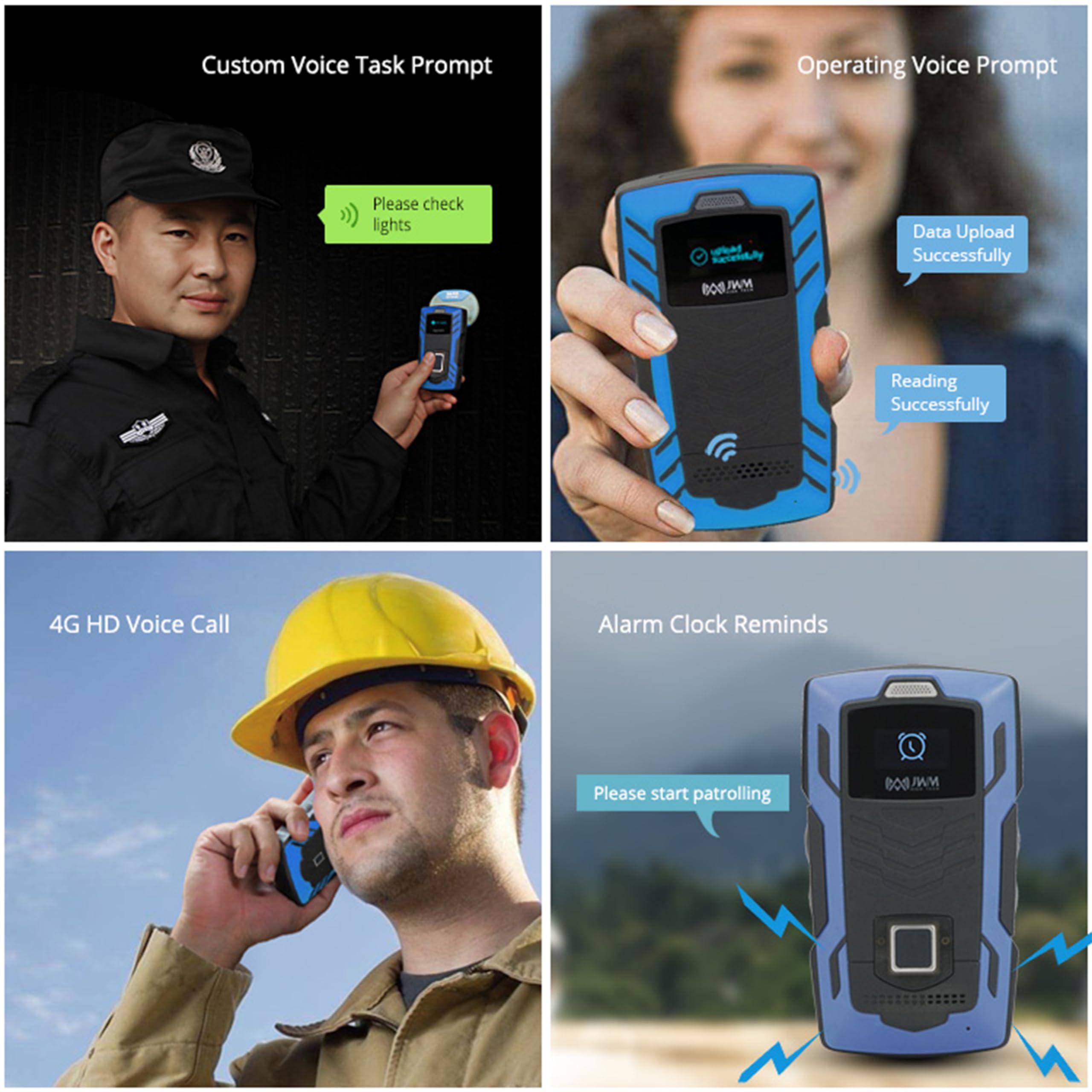 JWMGKJ JWM Guard Patrol Tour System with Fingerprint Recognition, Phone Calling, 4G Online Real-Time Patrol Checkpoint System for Hotels, Free Cloud Software