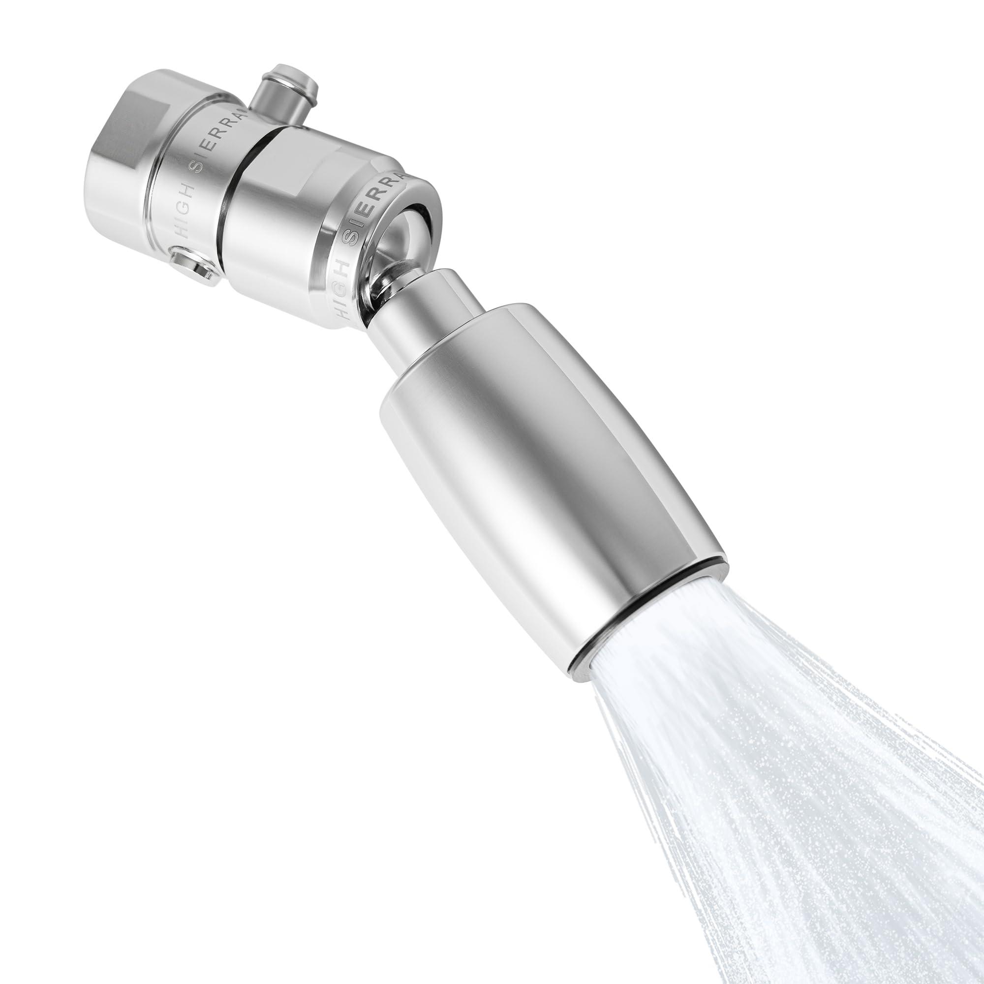 HIGH SIERRA SHOWERHEADS High Sierra Showerheads - Solid Metal 1.8 GPM High-Efficiency, Low-Flow Shower Head with Pressure Control Valve that Shuts It Off to Just a Trickle - Chrome
