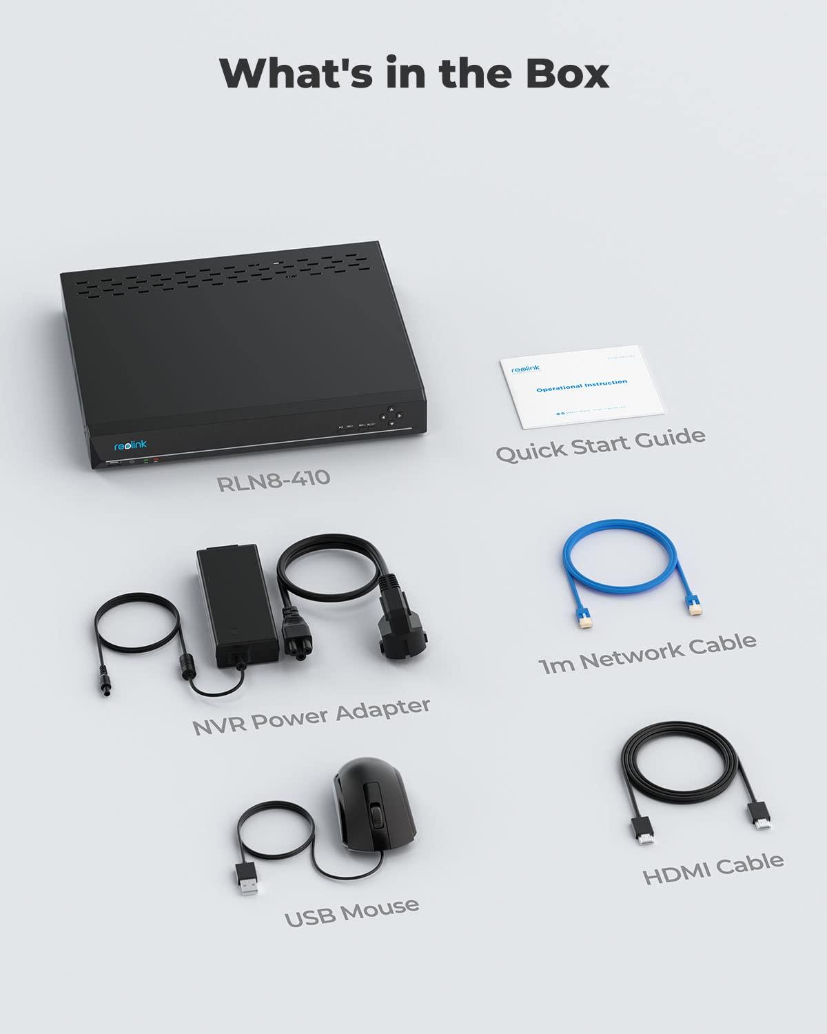 REOLINK REOLINK 4K Security Camera System, 8pcs H.265 4K PoE Security Cameras Wired with Person Vehicle Detection, 8MP/4K 16CH NVR with 4TB HDD Bundle with 4X 810A and 4X 820A