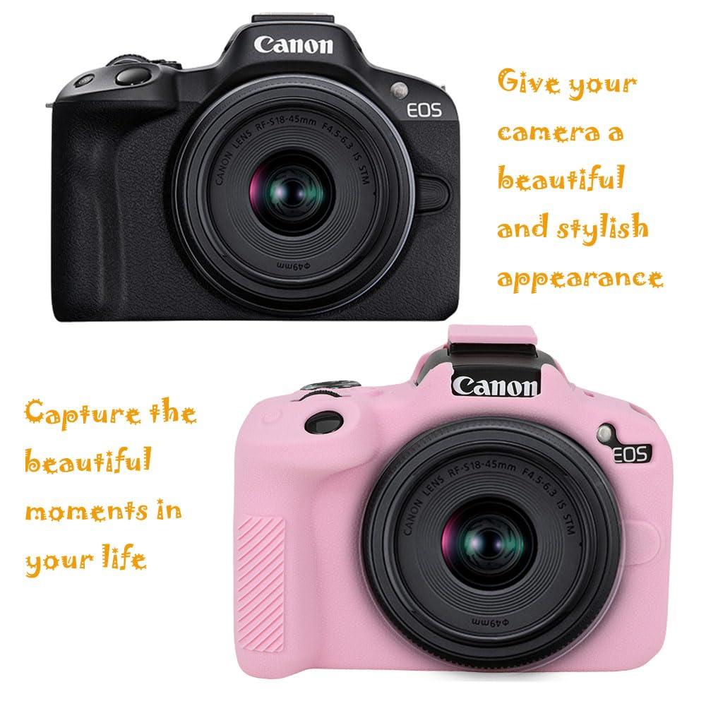 AEXUTDA Case for Canon EOS R50, EOS R50 Camera Silicone Protective Case, Lightweight, Anti-Scratch Slim Fit Soft Skin, EOS R50 Accessories, AEXUTDA Bag for EOS R50 Mirrorless Vlogging Camera - Pink