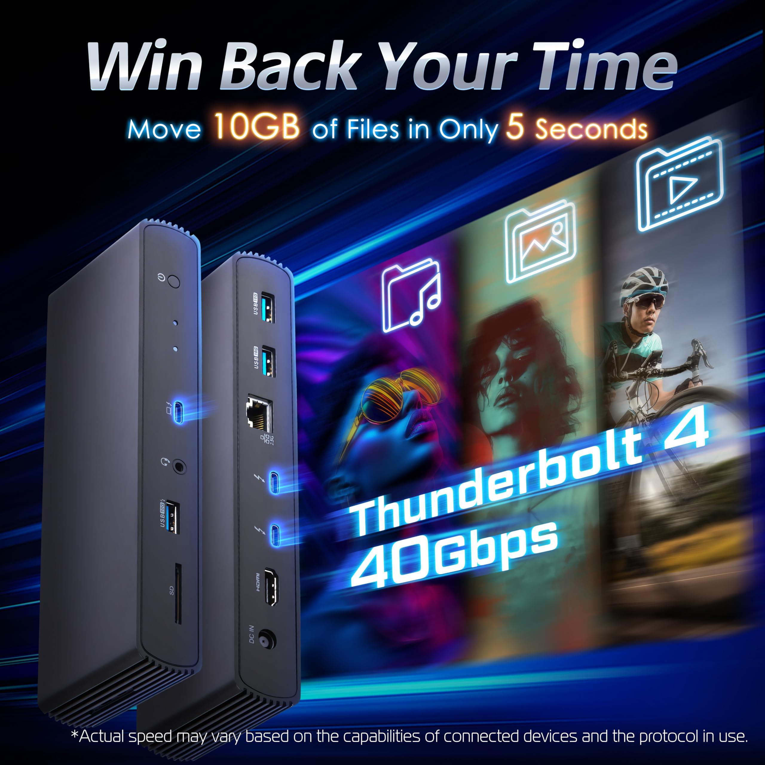 Amazon Basics Amazon Basics Thunderbolt4/USB4 Pro Docking Station,2xTBT4,1xHDMI2.1,3xUSB A 3.1,RJ45,Dual Display, Black, 7.86 x 2.95 x 1.23 inches