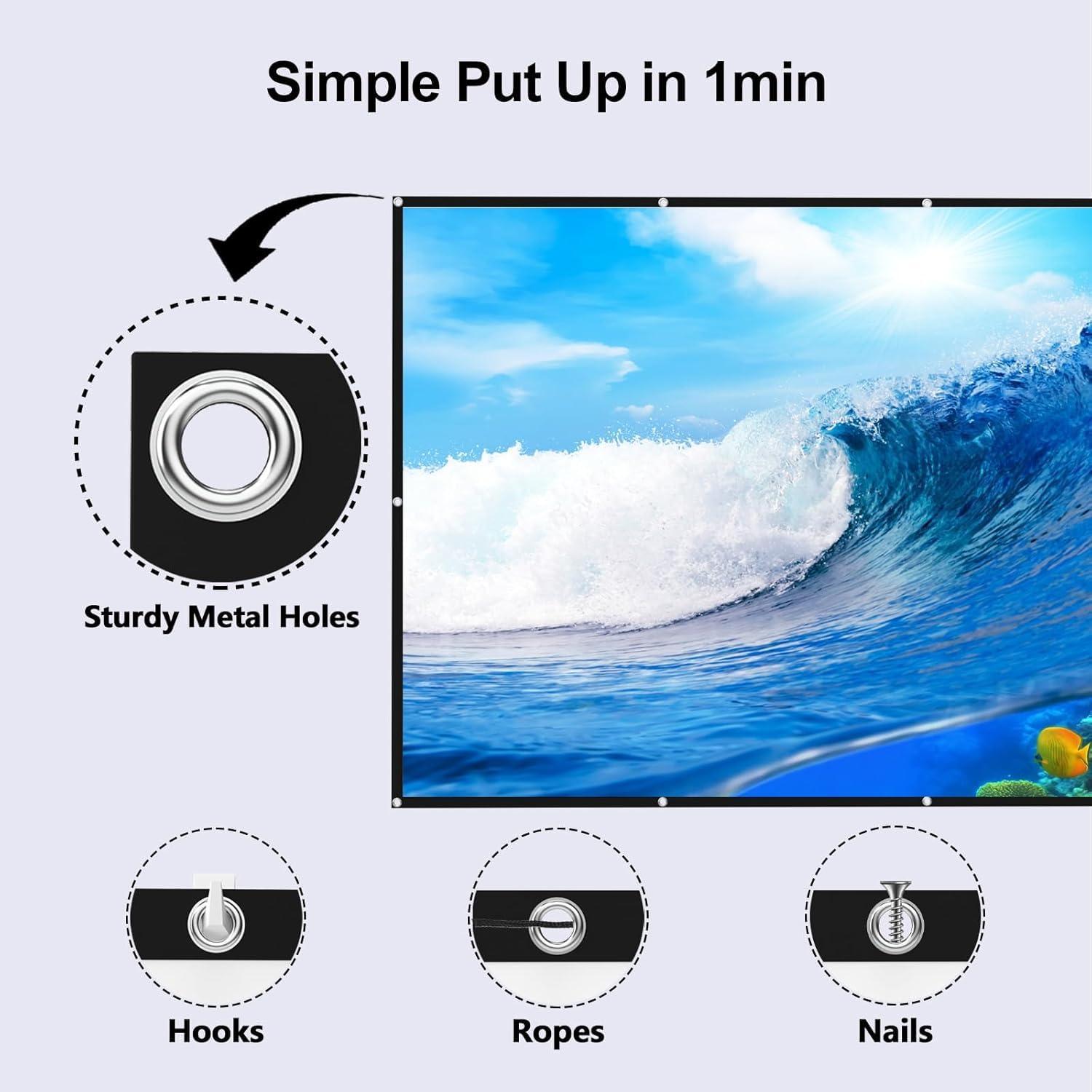 FUDONI FUDONI P3 Projector Bundle FUDONI Projector Screen 100 inch