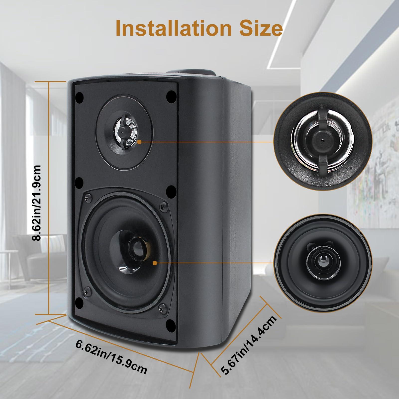 Herdio Herdio 4 Inch Outdoor Speakers with Bluetooth 4 Channel Amplifier for Indoor Outdoor Patio,Deck, Waterproof Wall Mount System (4 Speakers)