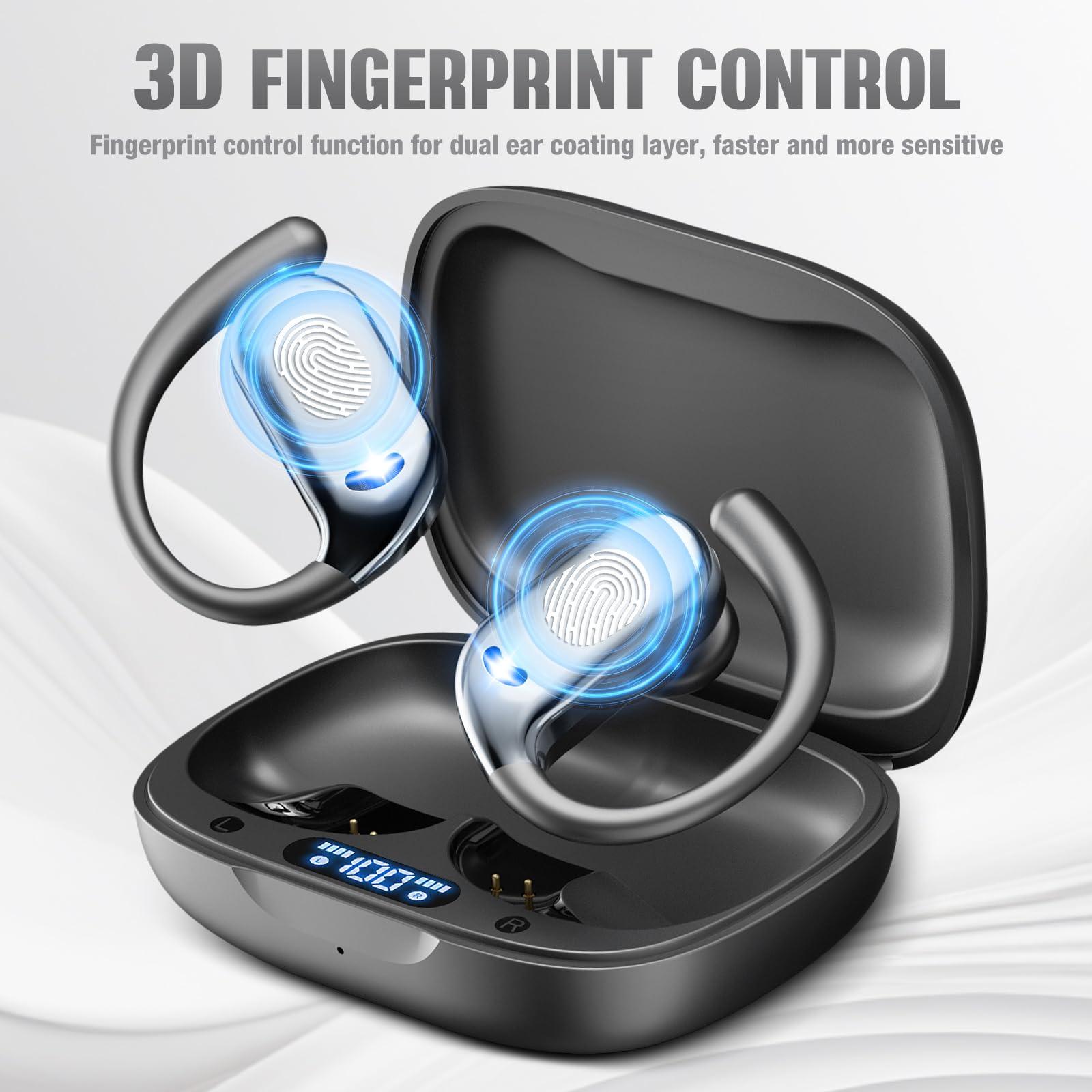 ELECGO ELECGO Sport Wireless Earbuds, Bluetooth 5.4 Headphones with ENC and AI Noise Cancellation, Hi-Fi Audio Playback & Dual LED Display, Sport Bluetooth Eerphones with Earhooks for Workout, Running