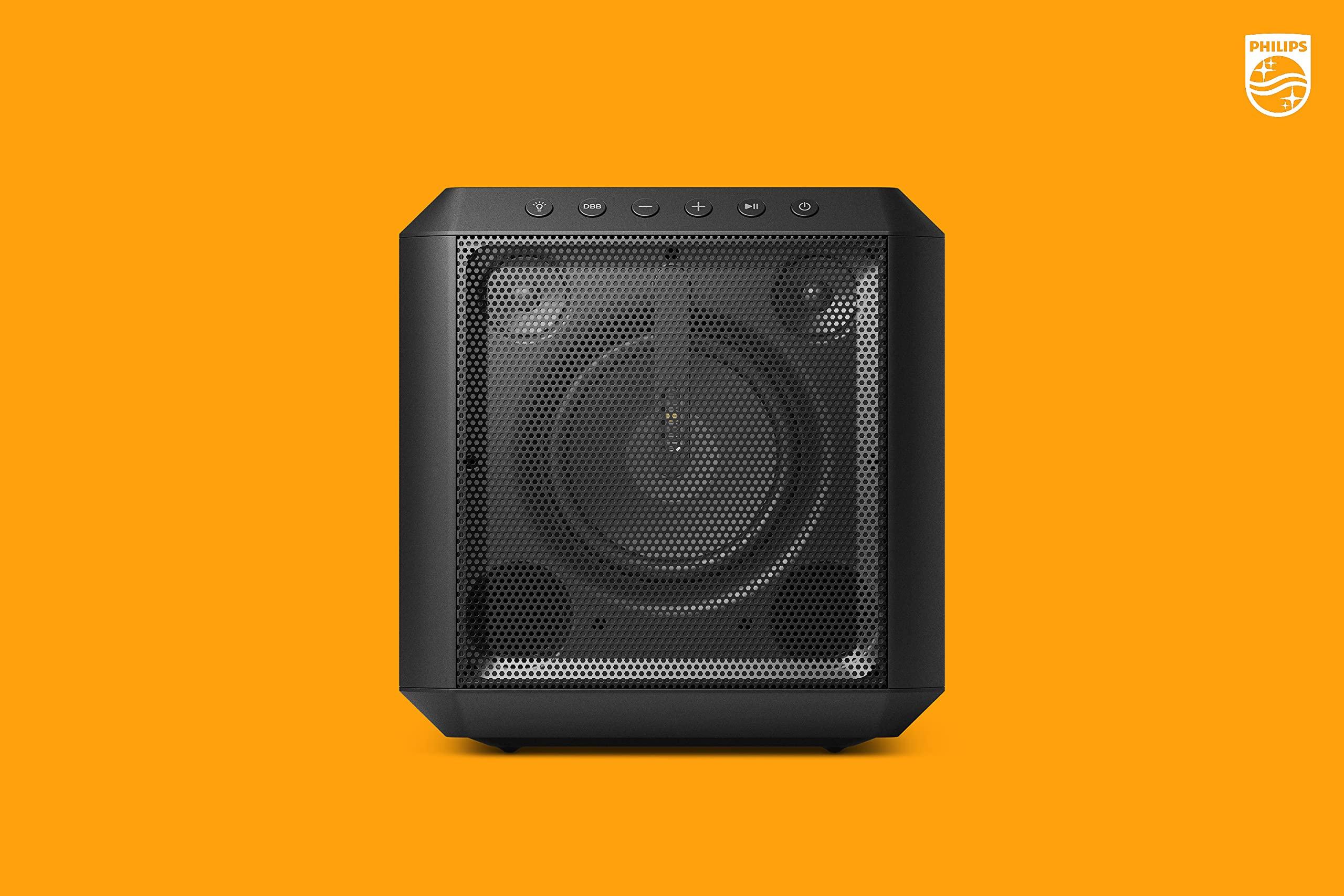 PHILIPS PHILIPS X4207 Bluetooth Party Cube Speaker with Flashing Party Lights - Link up to 50 Speakers, Black