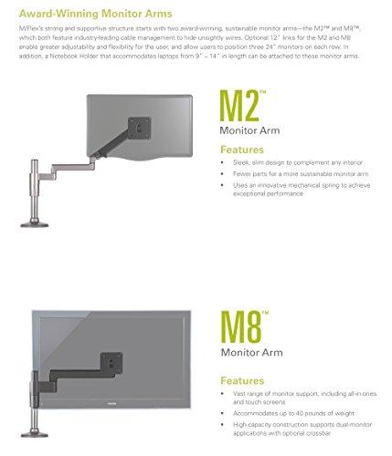 Humanscale Humanscale M2 M/Flex Triple 3 Monitor Arm Straight Link 24" High Post with Integrated Clamp Mount Black MF23B303C24