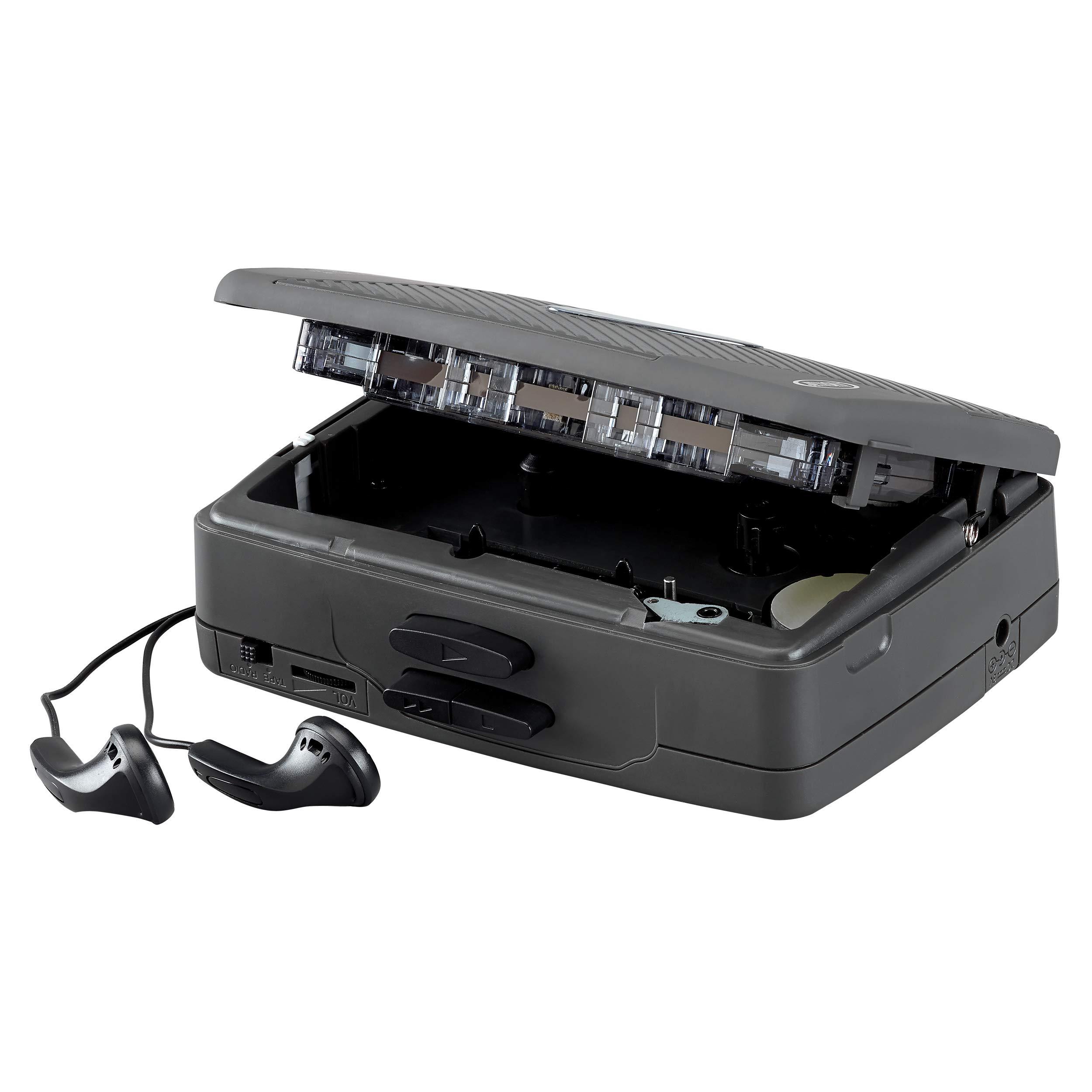 Jensen JENSEN Portable Cassette Player, Simple Retro Compact Style with AM/FM Radio, Detachable Belt Clip, and Stereo Earbuds Included