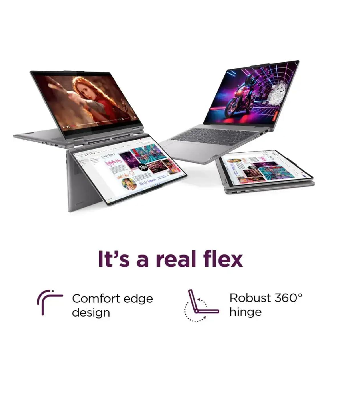 Lenovo Lenovo - Yoga 7 2-in-1 16" WUXGA (1920x1200) Laptop - AMD Ryzen 5 8640HS with 8GB Memory - 512GB SSD - AMD Radeon 760M Graphics - Backlit Keyboard - Wi-Fi 6E - Windows 11 - Storm Grey - W/GaLiMu