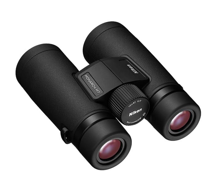 Lumintrail Nikon Monarch M7 10x42 (16766) Black Binoculars Bundle with Lens Pen and Cleaning Cloth, Compact Binoculars for Adults for Hunting, Bird Watching, and Hiking Essentials, Zoom Optics Lightweight Travel