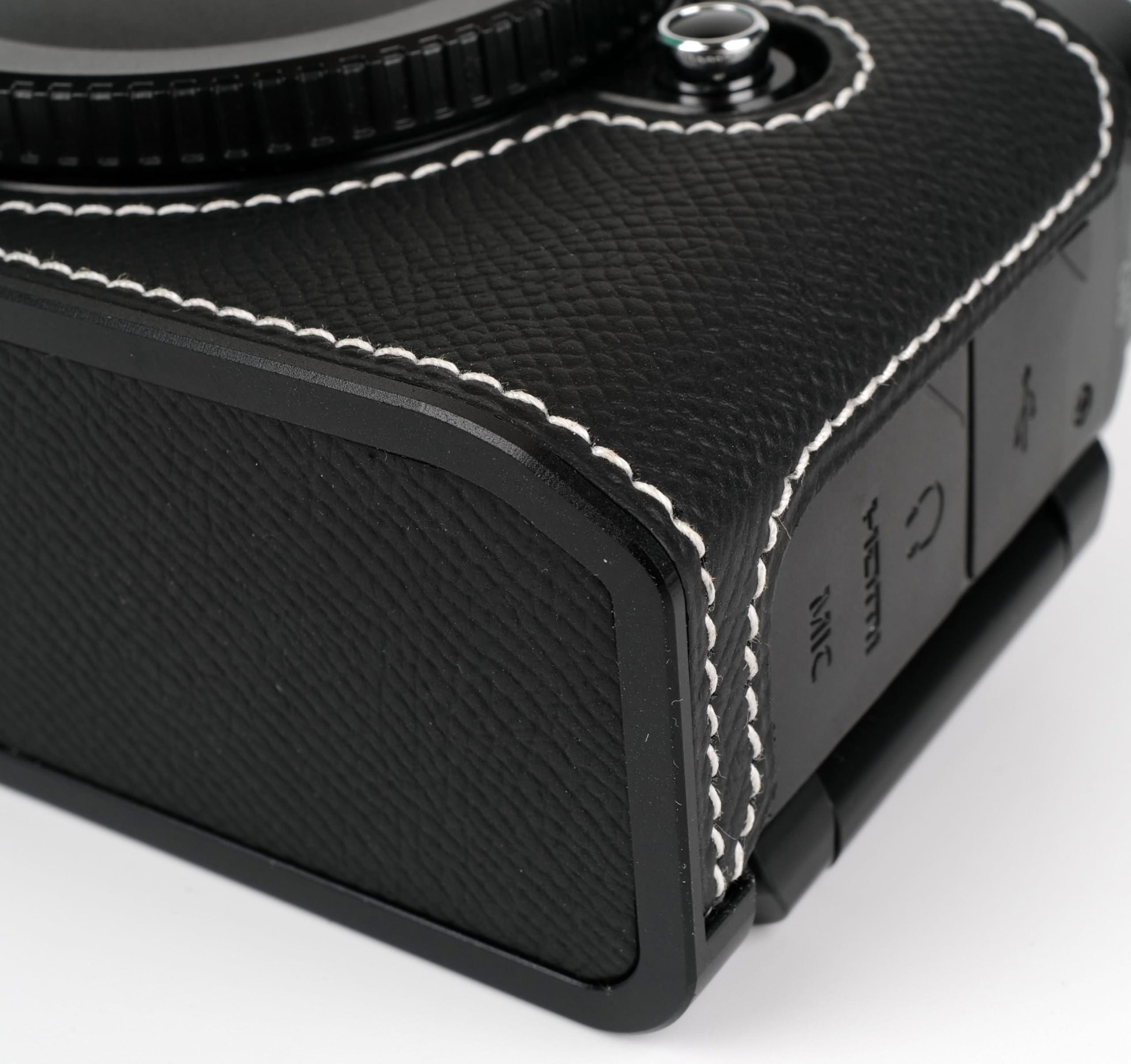 Uchandmade Uchandmade Handmade Genuine Leather Camera Half Case for Nikon ZF/Nikon ZF Camera Case/Nikon ZF Case - Top Layer Cowhide Body + Metal Base Plate + Hand Shank Design (Black)