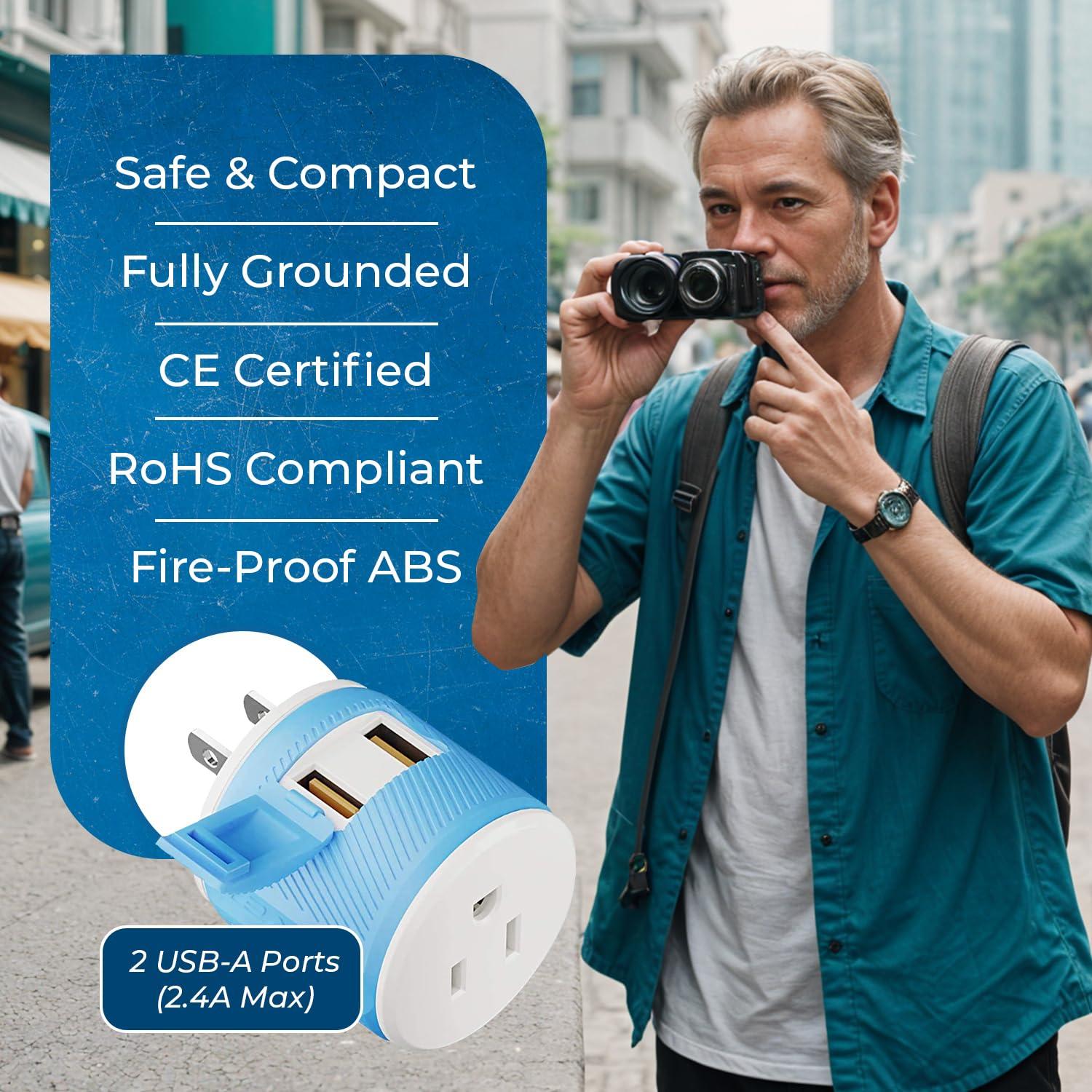 OREI OREI Japan, Philippines Travel Plug Adapter- USA Inputs - Type A (U2U-6), Will work with Cell Phones, Camera, Laptop, Tablets, iPad, iPhone and More