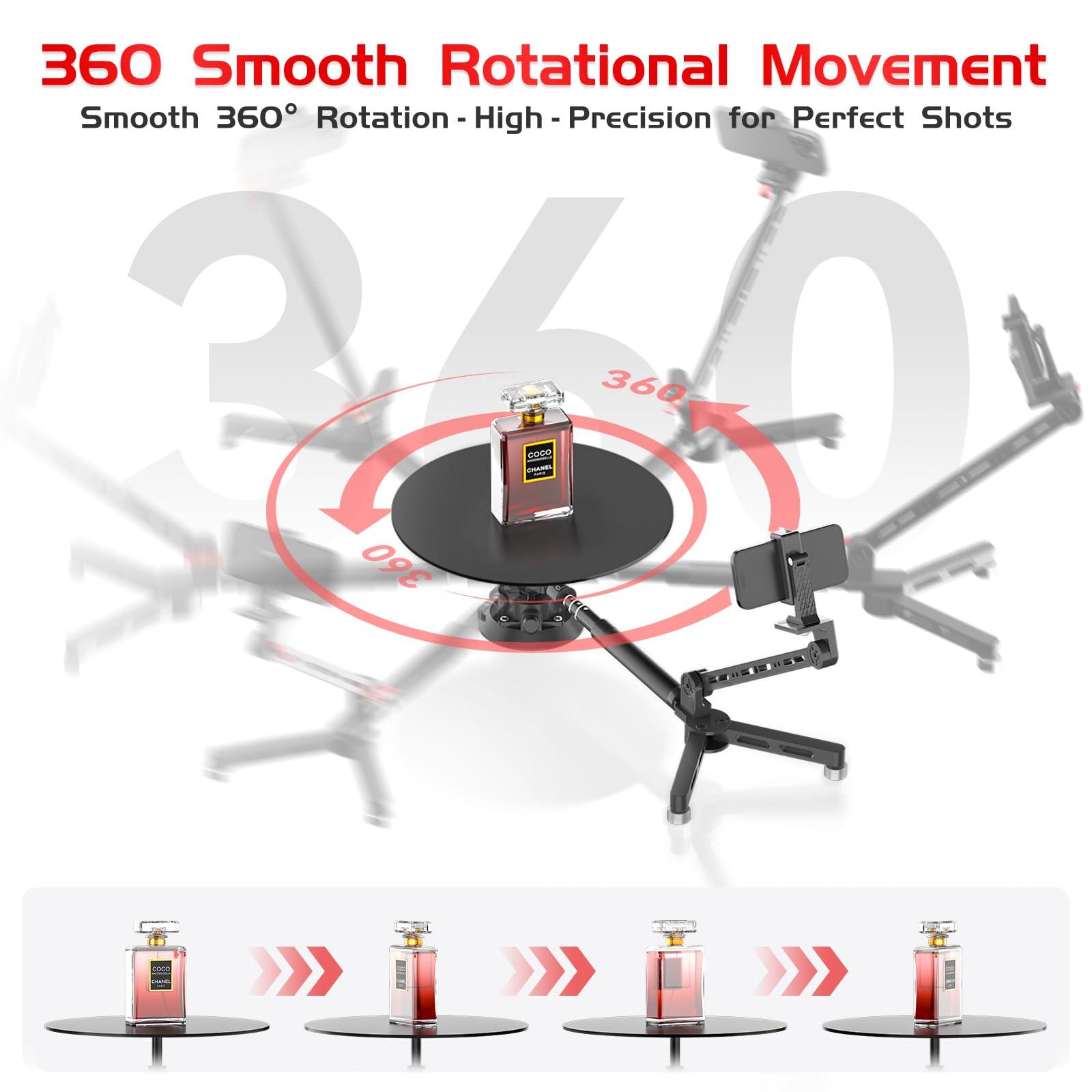 NESON 360 Degree Spinner,Professional Photography Turntable, Rotating Camera Slider, Spinning Photo Video Booth, Spin Platform for Product Photography, Commercial Video Multiple Interfaces