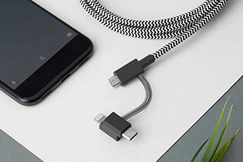 Native Union Native Union Belt Cable Universal - 6.5ft Ultra-Strong Reinforced [MFi Certified] Durable Charging Cable with 3-in-1 Adaptor for Lightning, USB-C and Micro-USB Devices (Zebra)